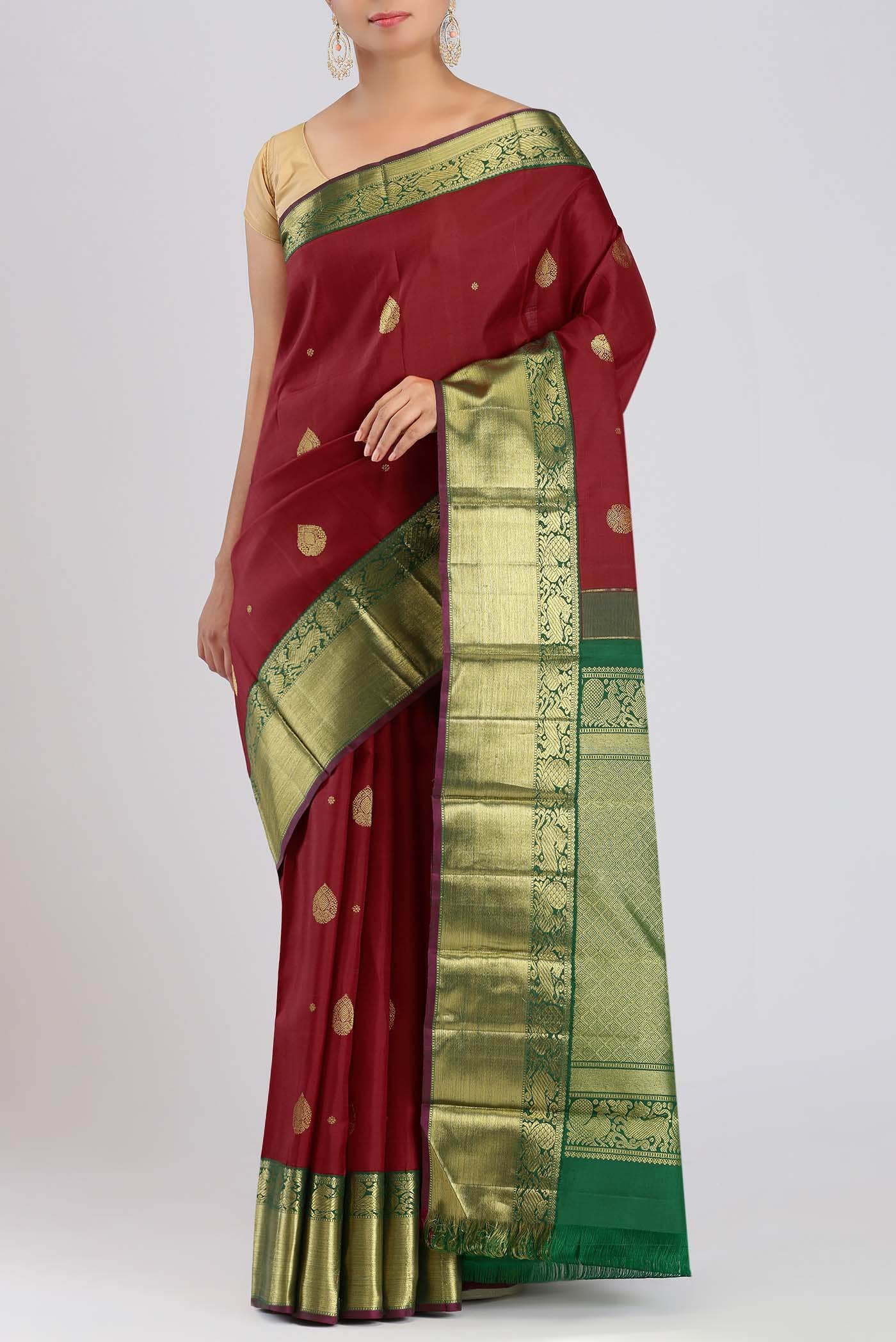Pure Silk Pure Zari Red Kanchipuram Saree