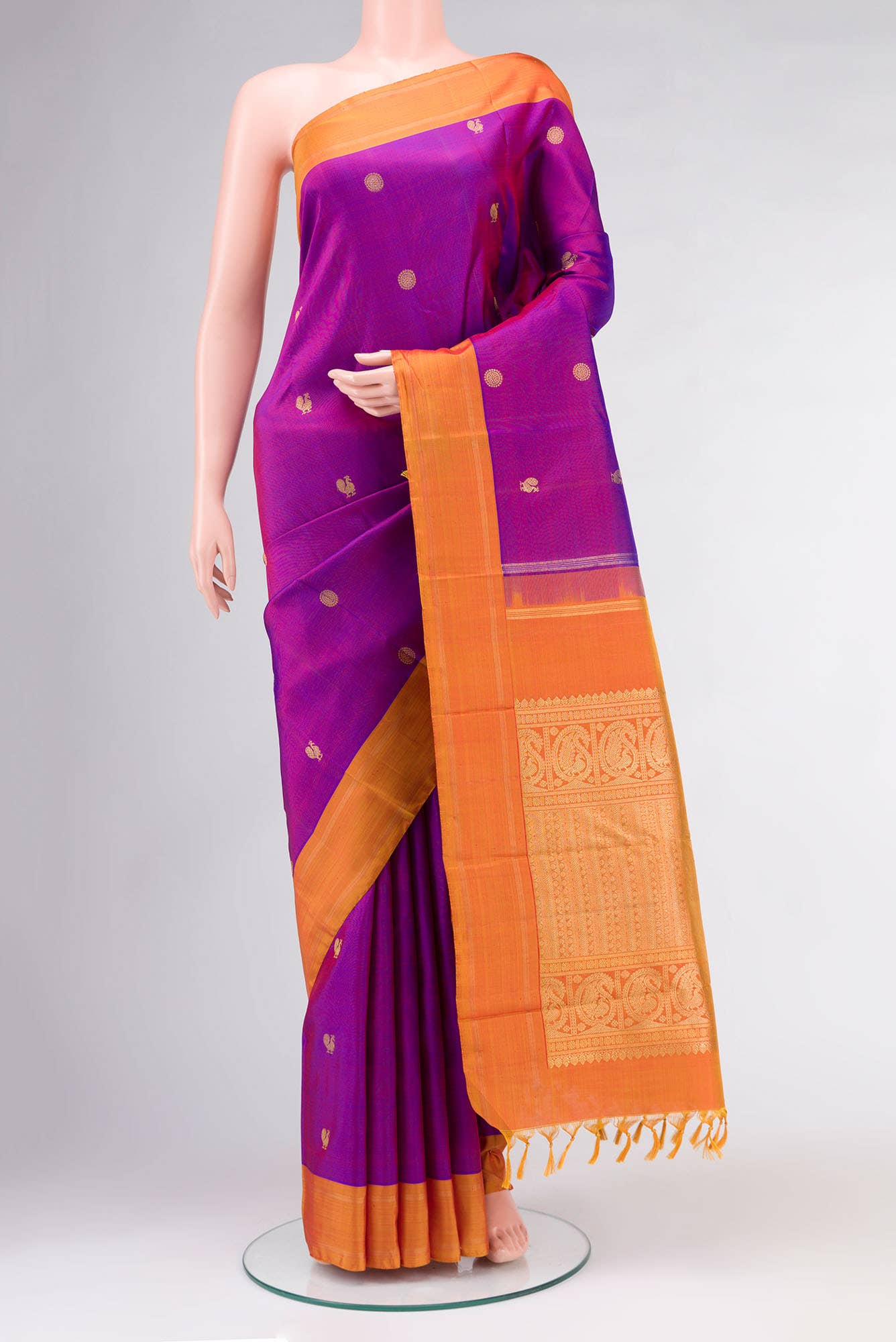 Pure Silk Pure Zari Purple Kanchipuram Saree