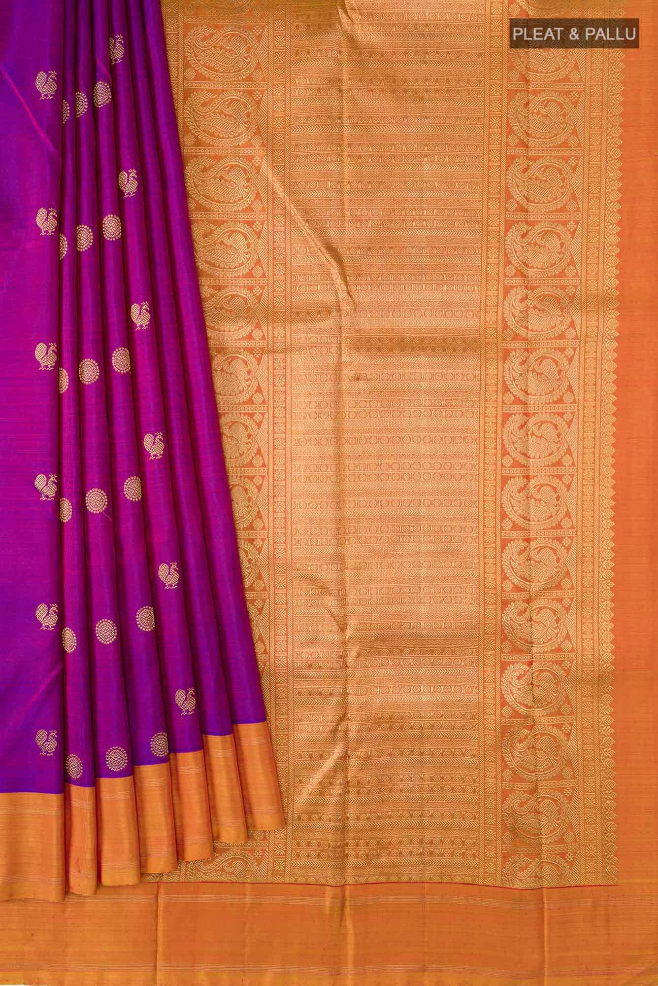 Pure Silk Pure Zari Purple Kanchipuram Saree