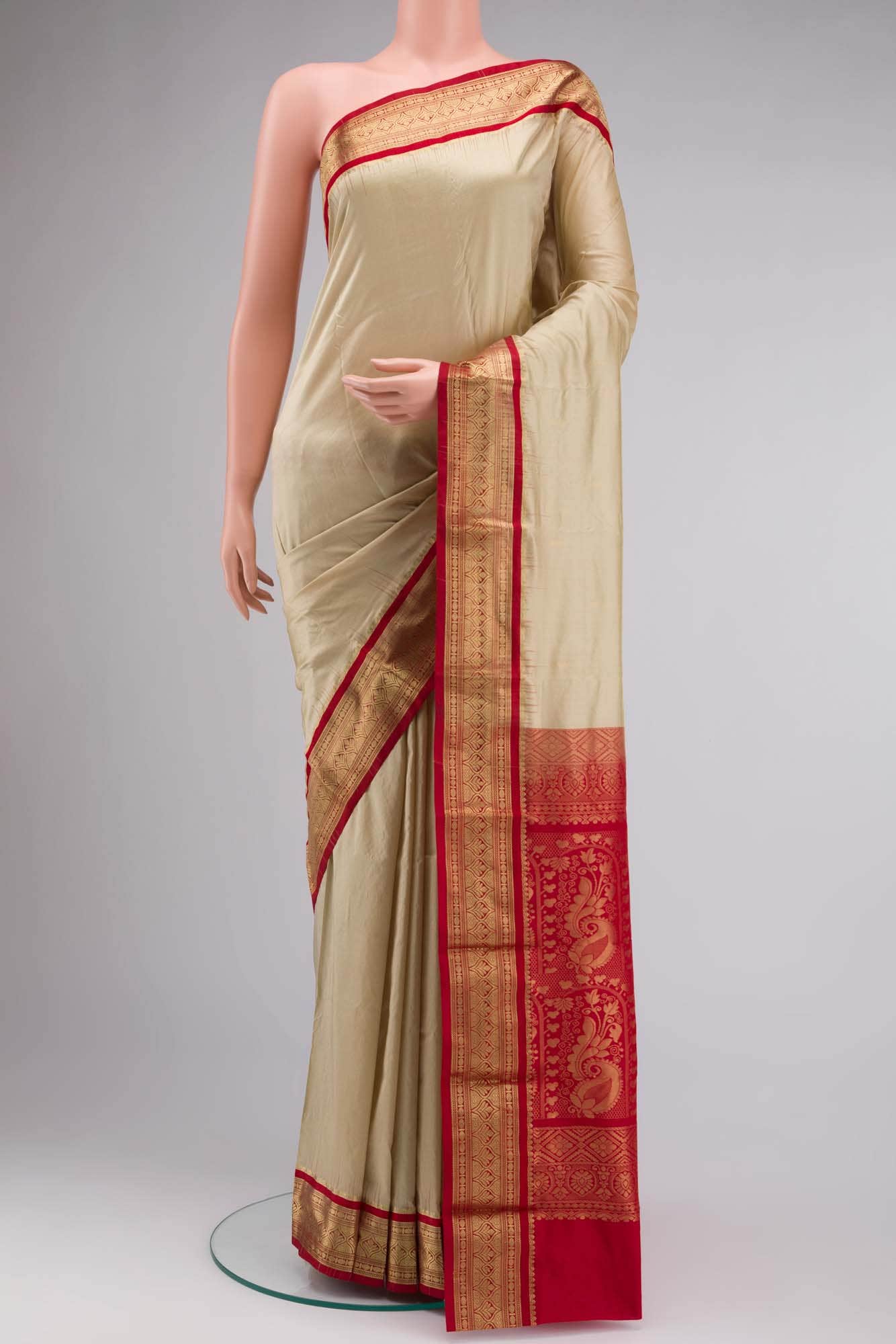 Beige Bangalore Silk Saree