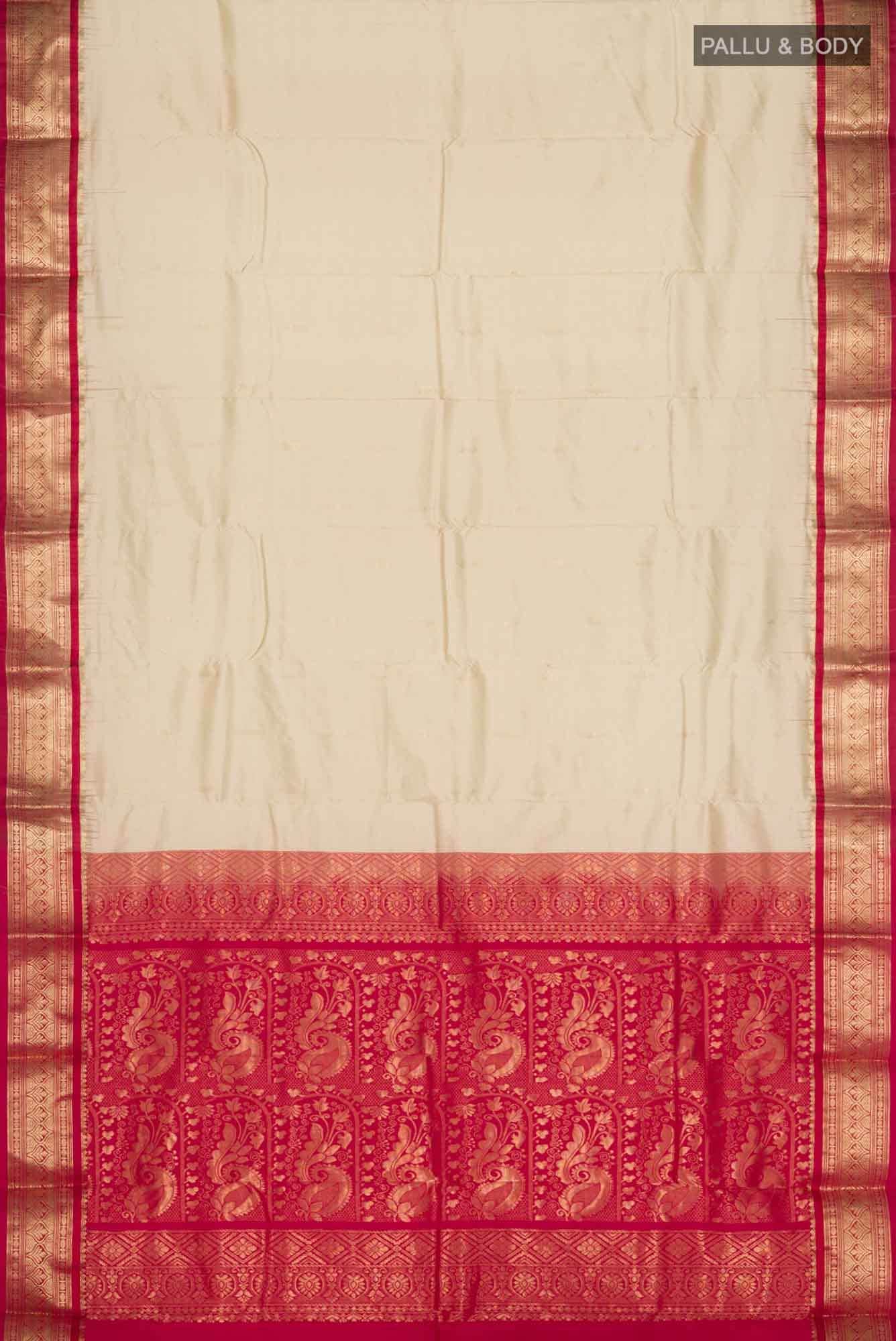 Beige Bangalore Silk Saree