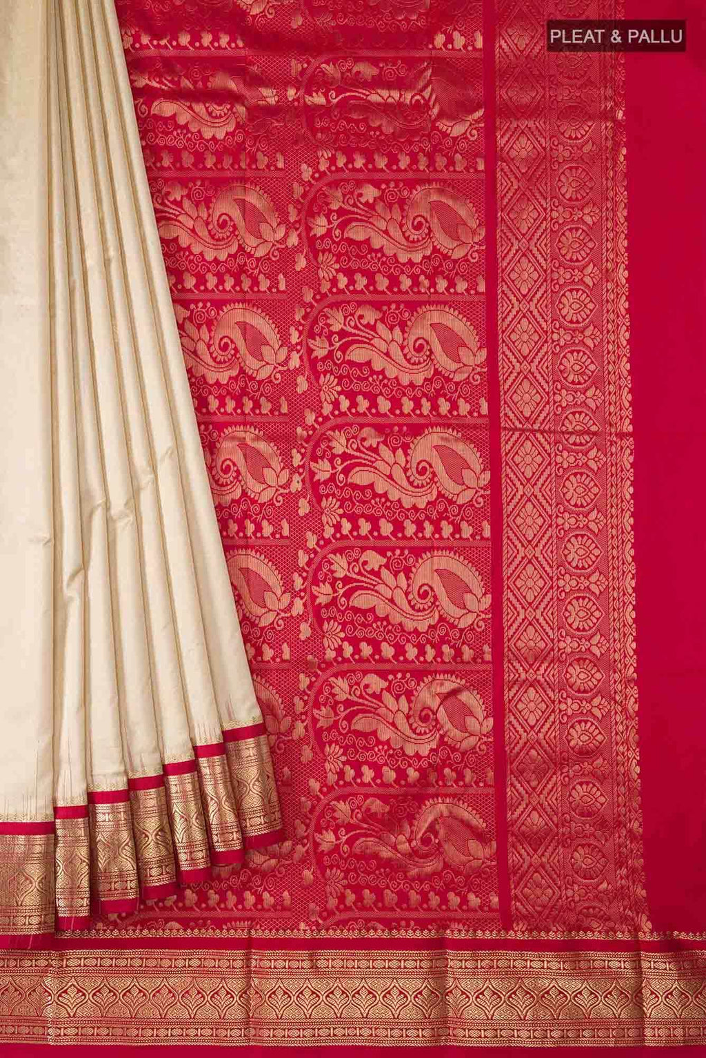 Beige Bangalore Silk Saree