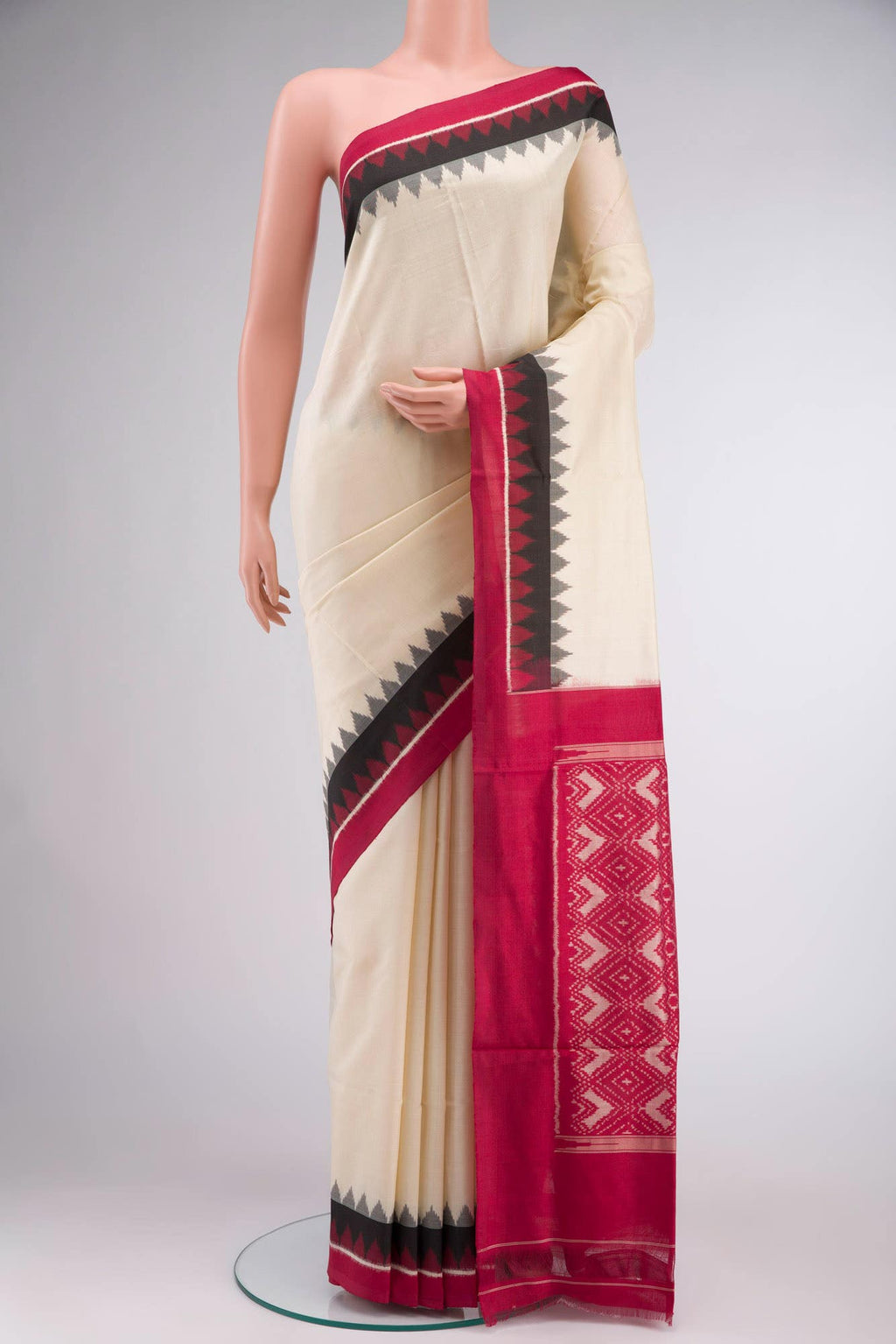 Cream Pochampally Silk Saree