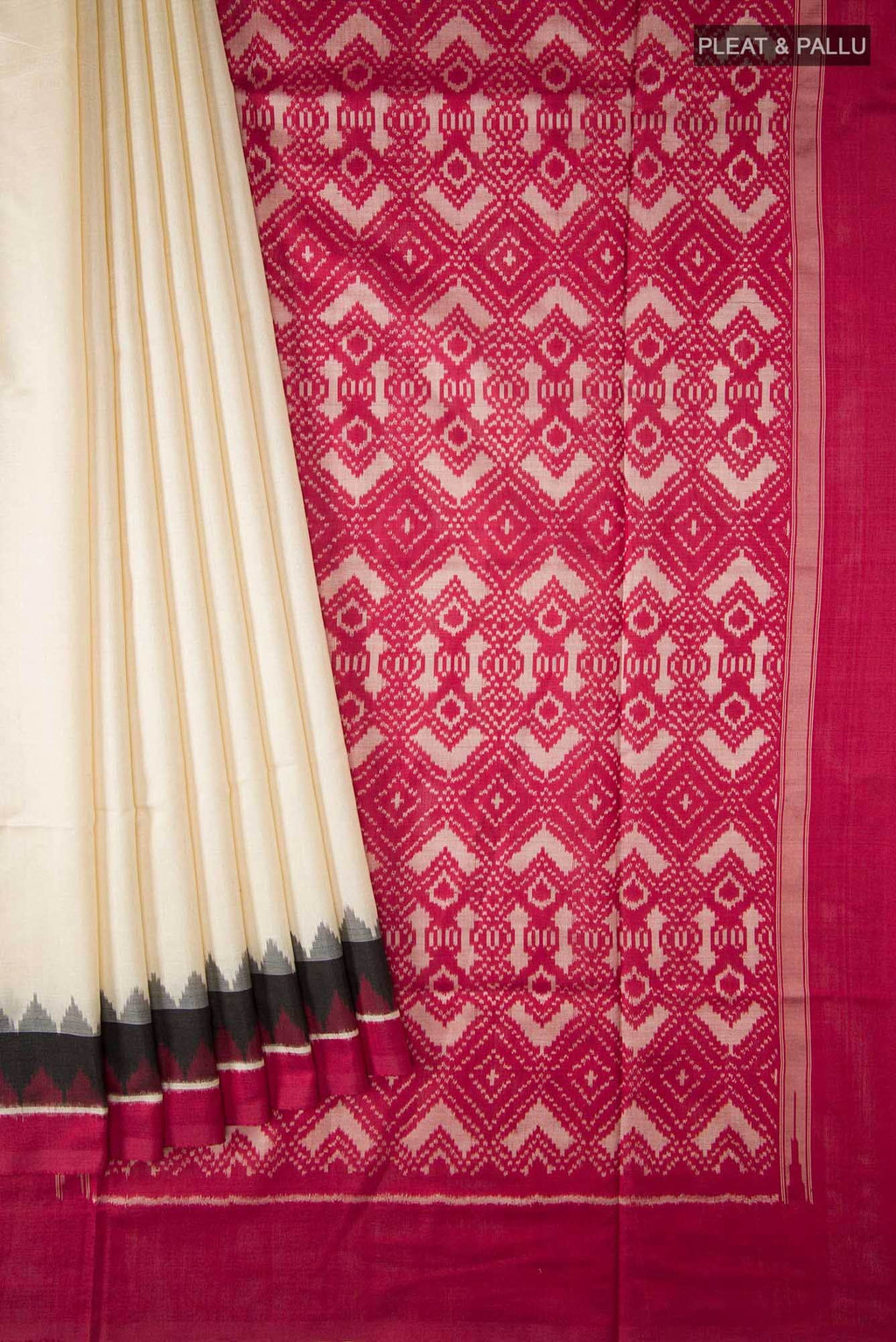 Cream Pochampally Silk Saree