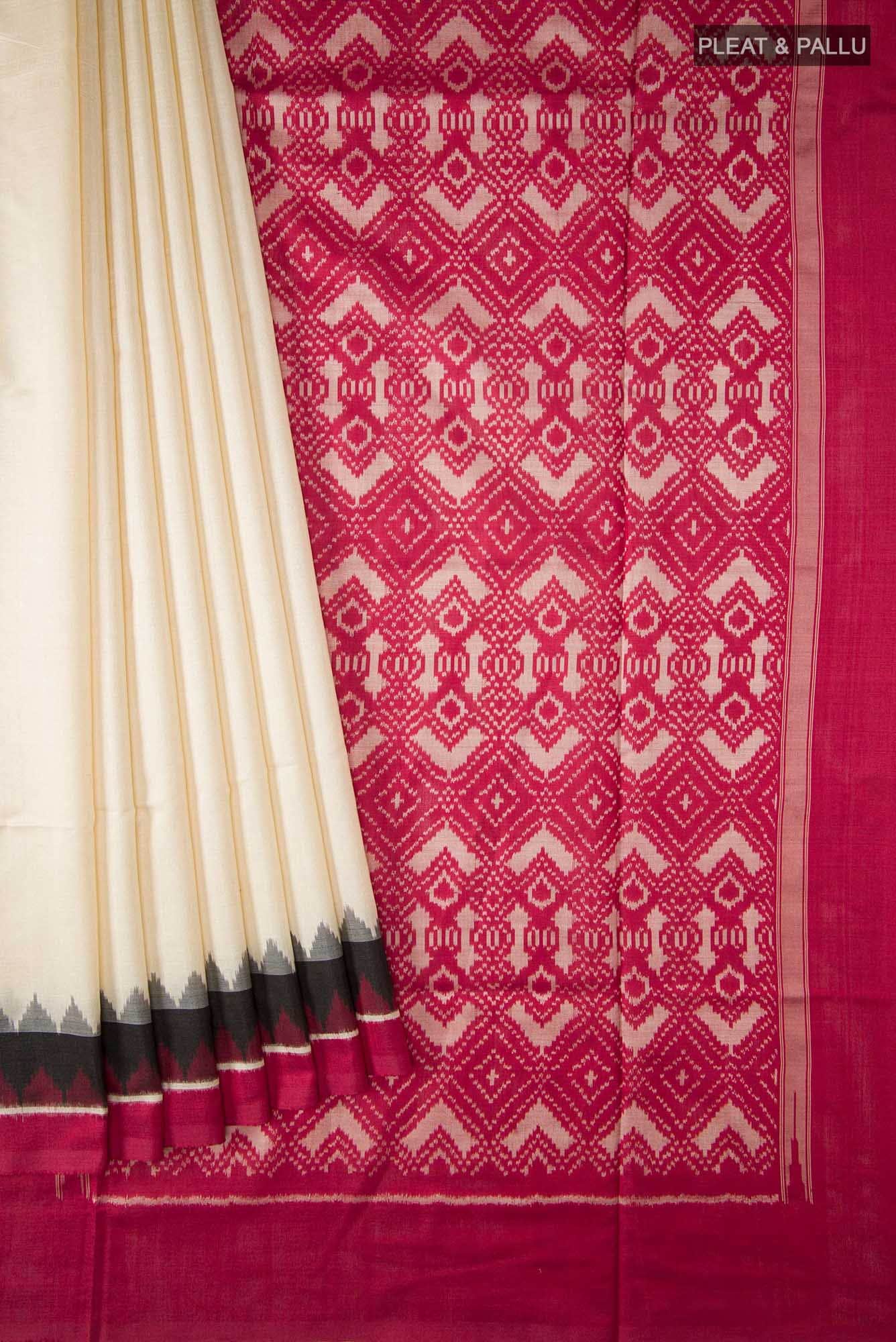 Cream Pochampally Silk Saree