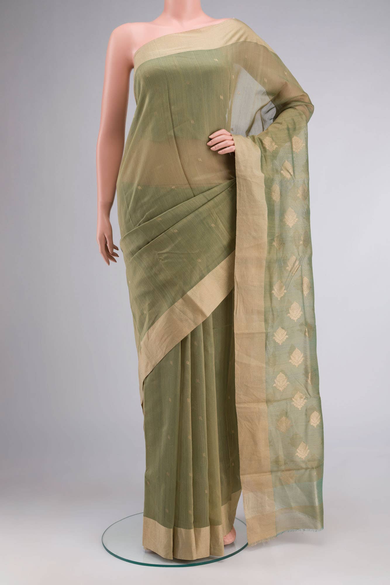 Green Chanderi Silk Cotton Saree