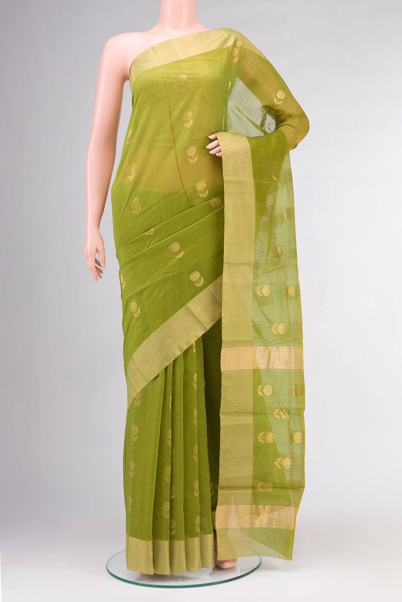 Green Chanderi Silk Cotton Saree