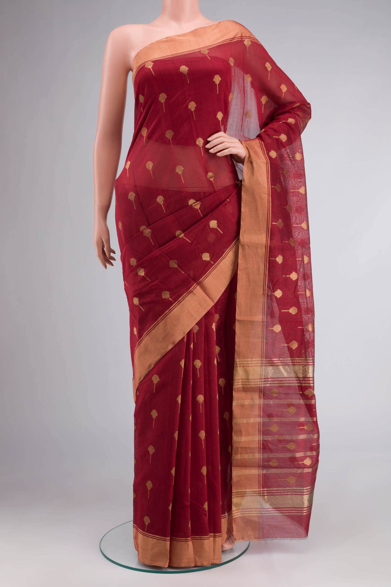 Maroon Chanderi Silk Cotton Saree