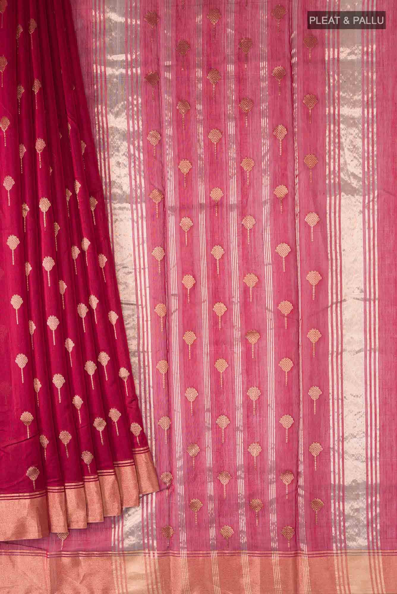 Maroon Chanderi Silk Cotton Saree