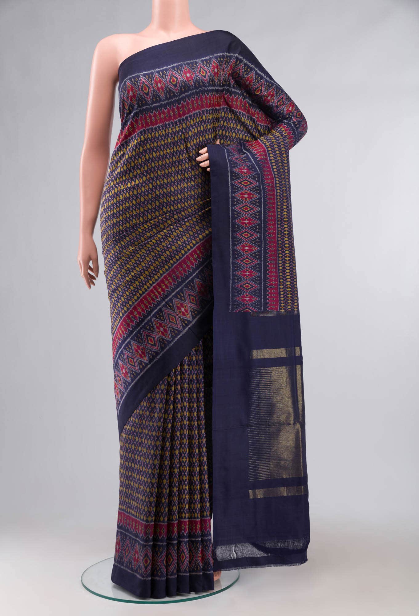 Navy Blue Pochampally Silk Saree