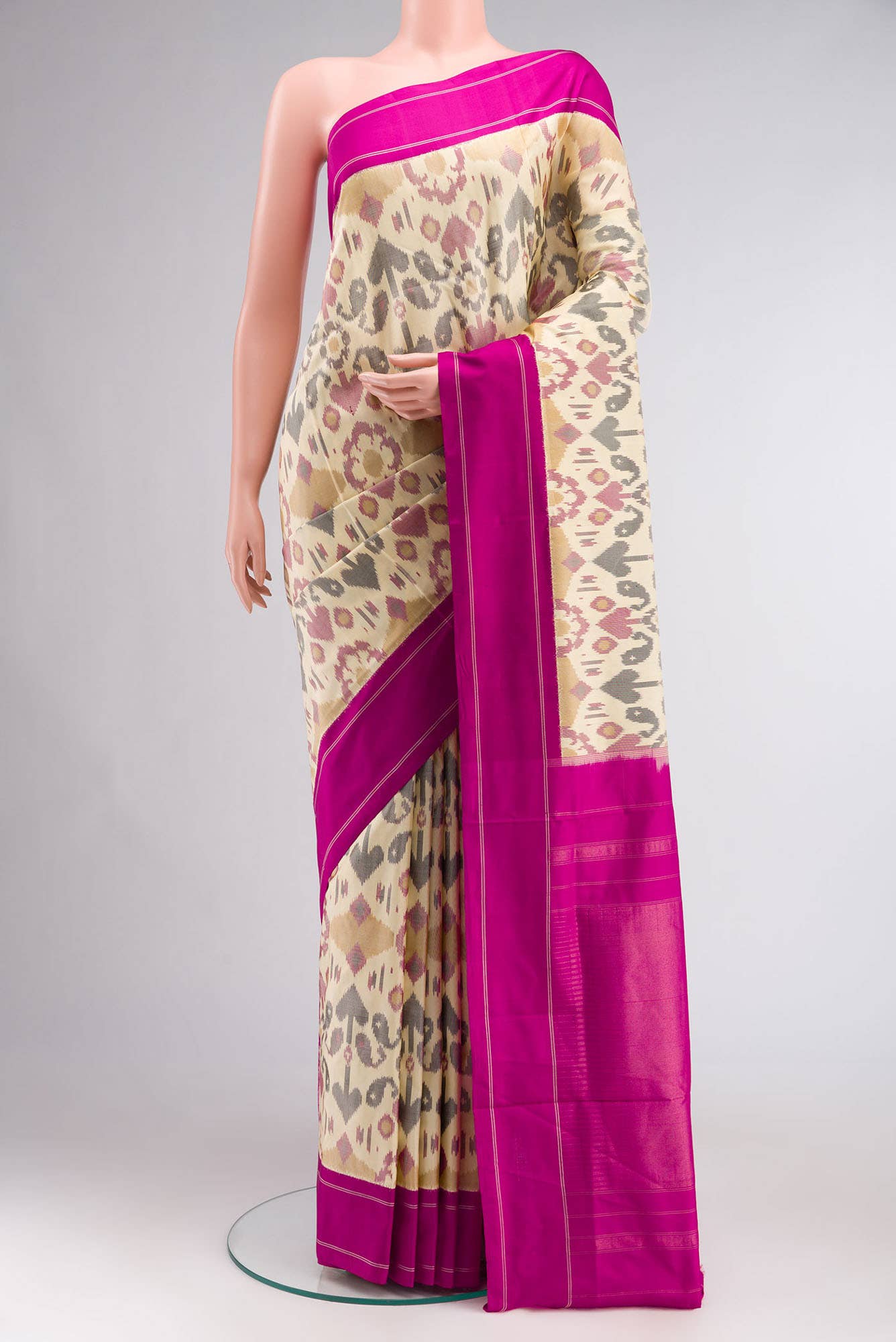 Beige Pochampally Silk Saree