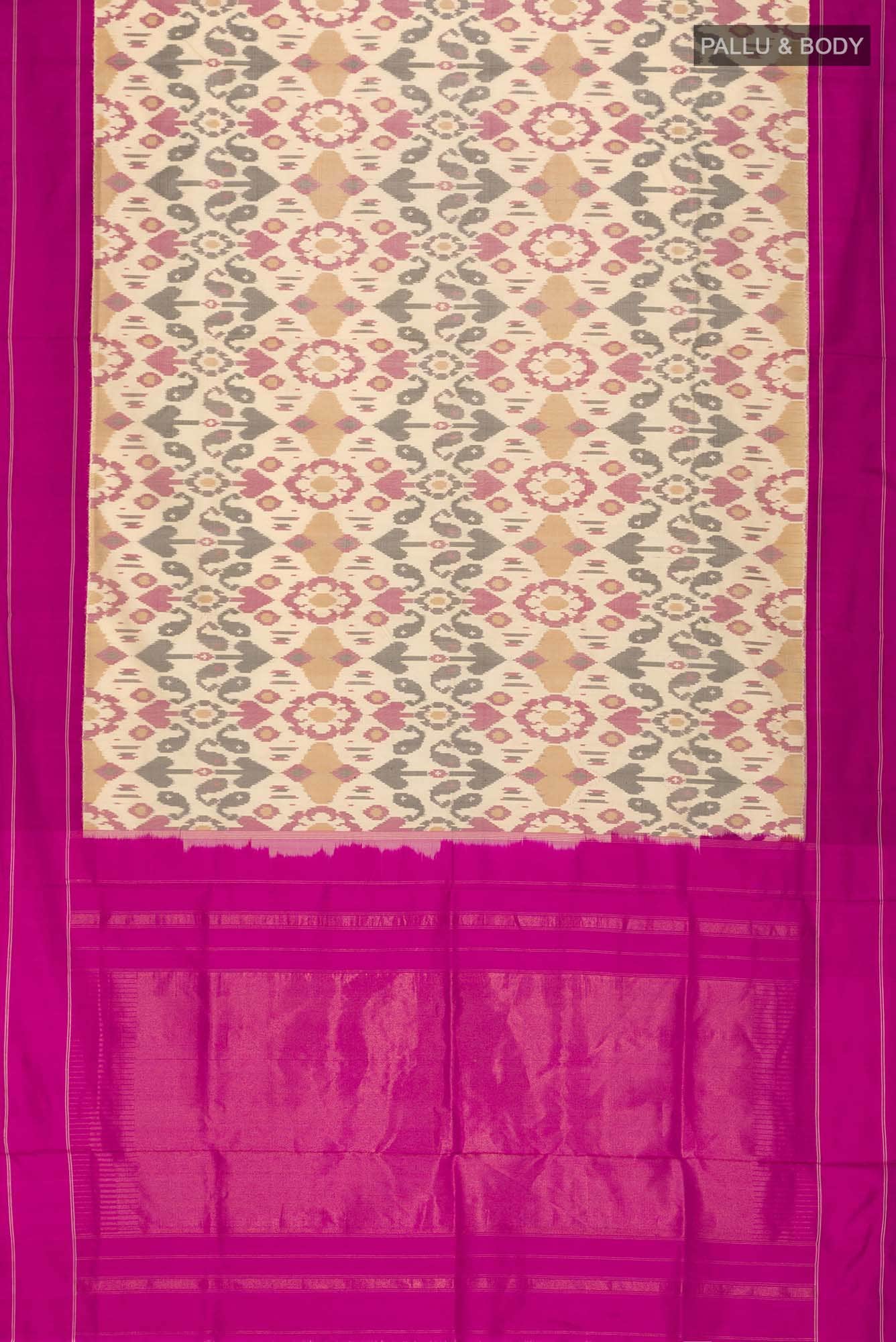 Beige Pochampally Silk Saree
