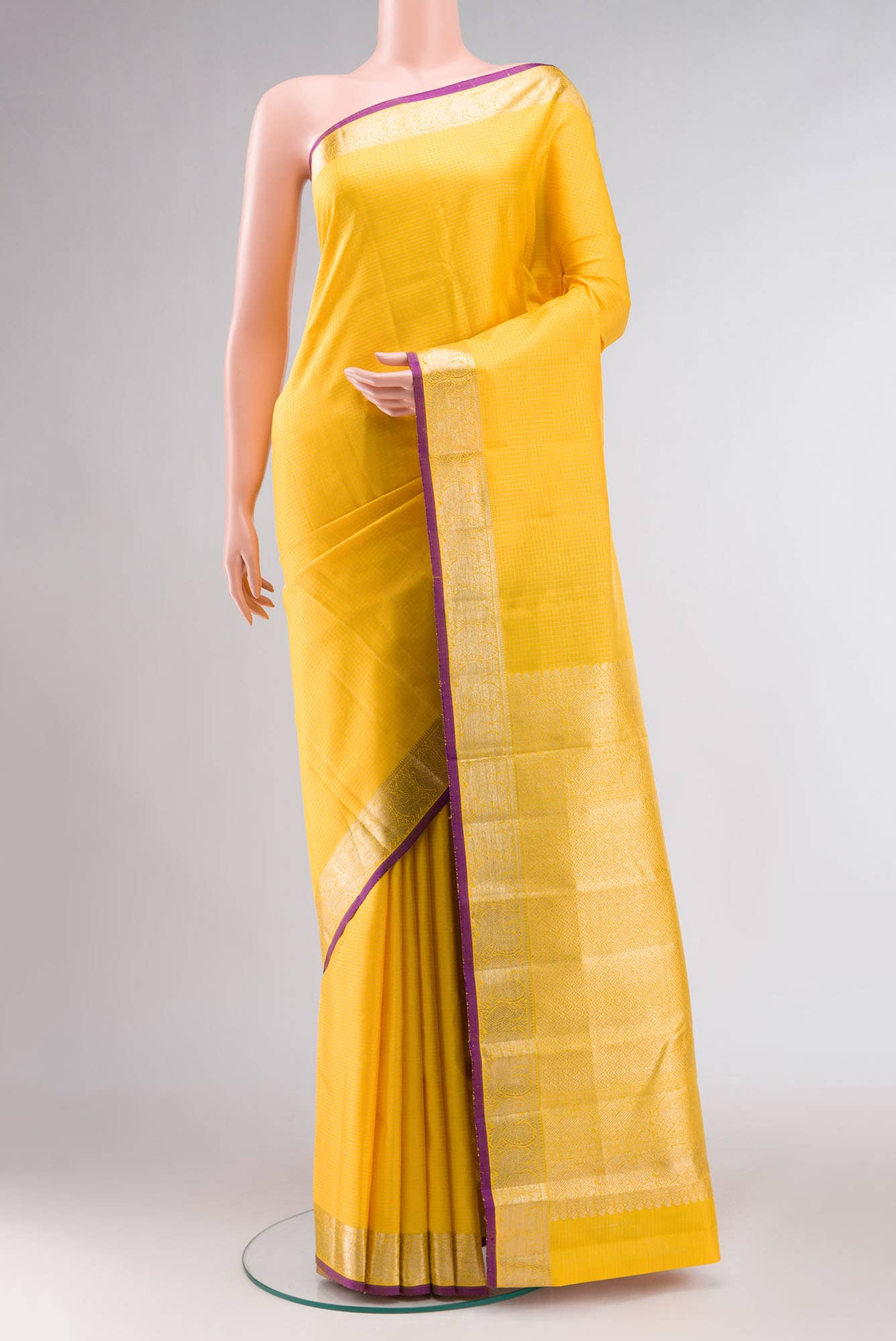 Yellow Kanchipuram Silk Saree