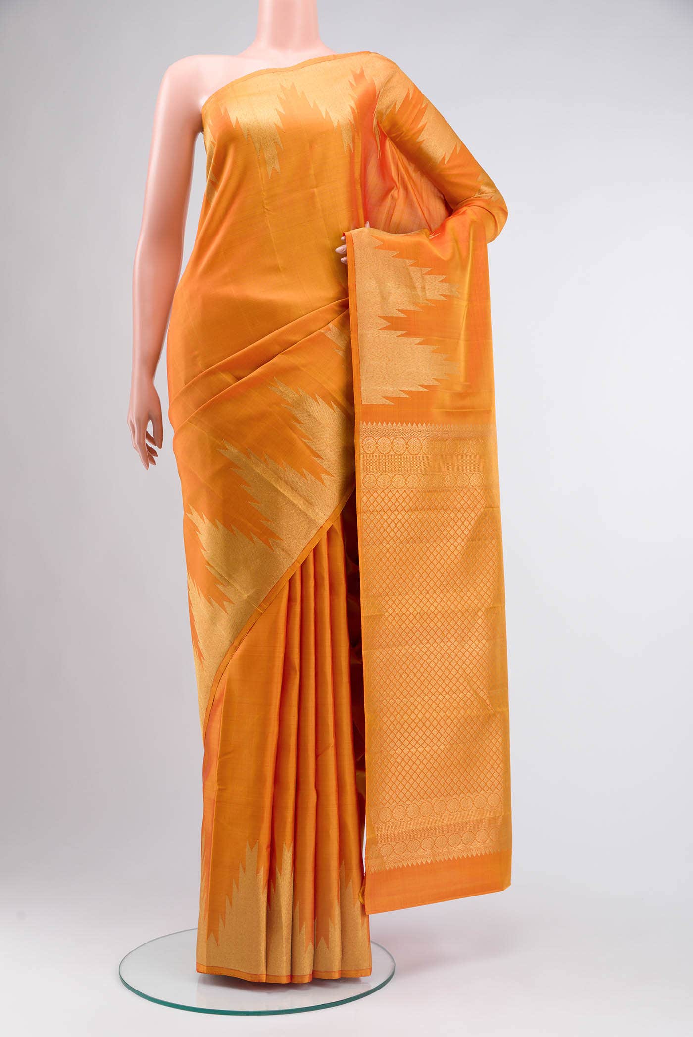 Mustard Kanchipuram Silk Saree