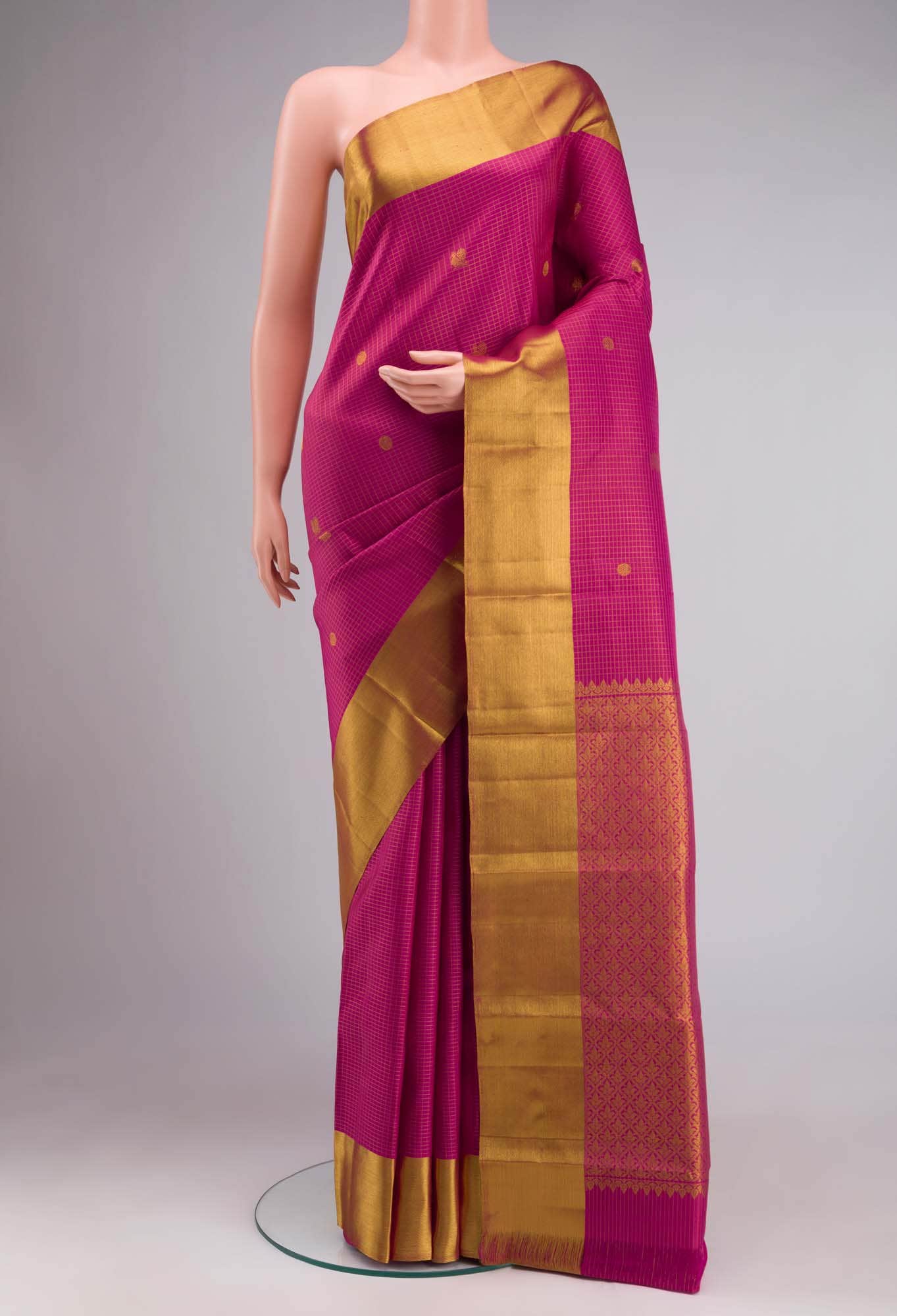 Dark Pink Kanchipuram Silk Saree