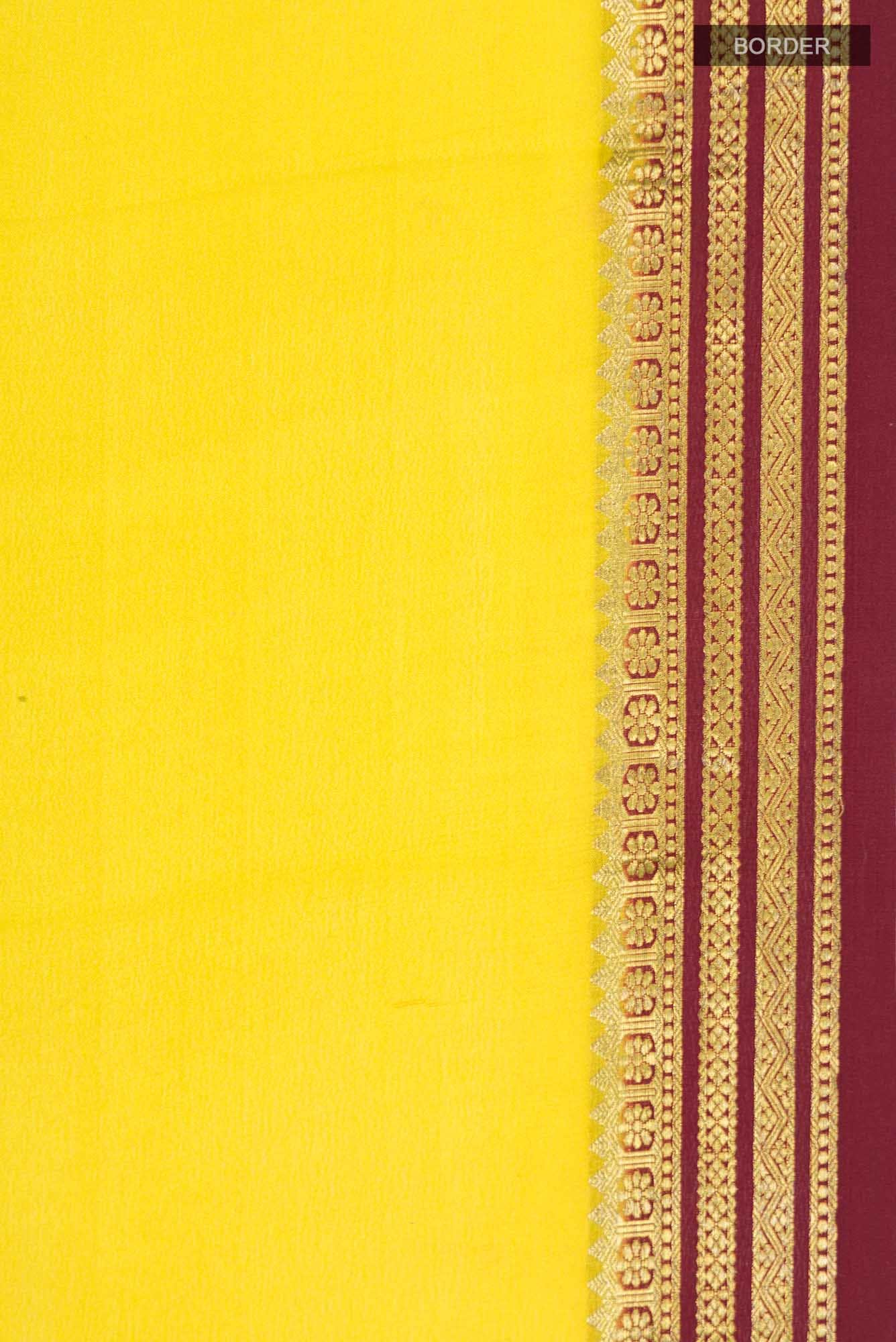 Yellow Mysore Crepe Saree
