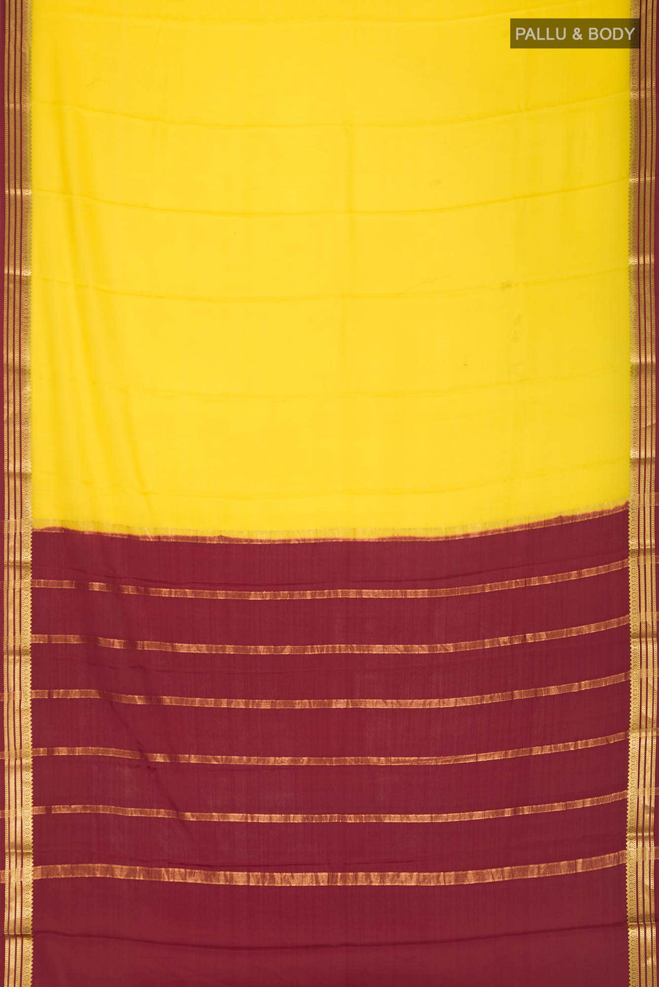 Yellow Mysore Crepe Saree