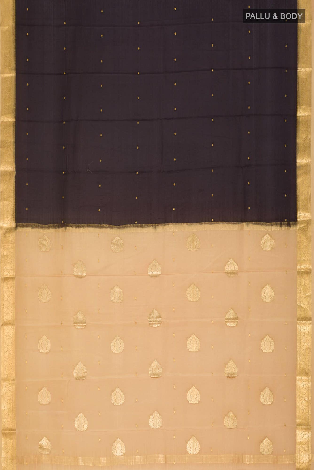 Black Mysore Crepe Saree