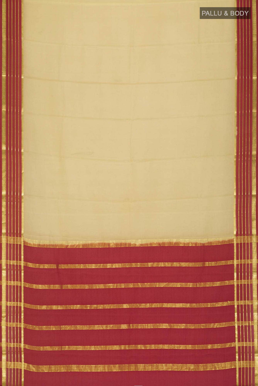 Beige Mysore Crepe Saree