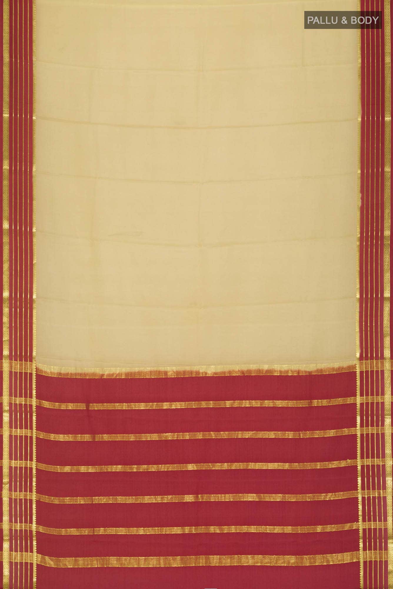 Beige Mysore Crepe Saree