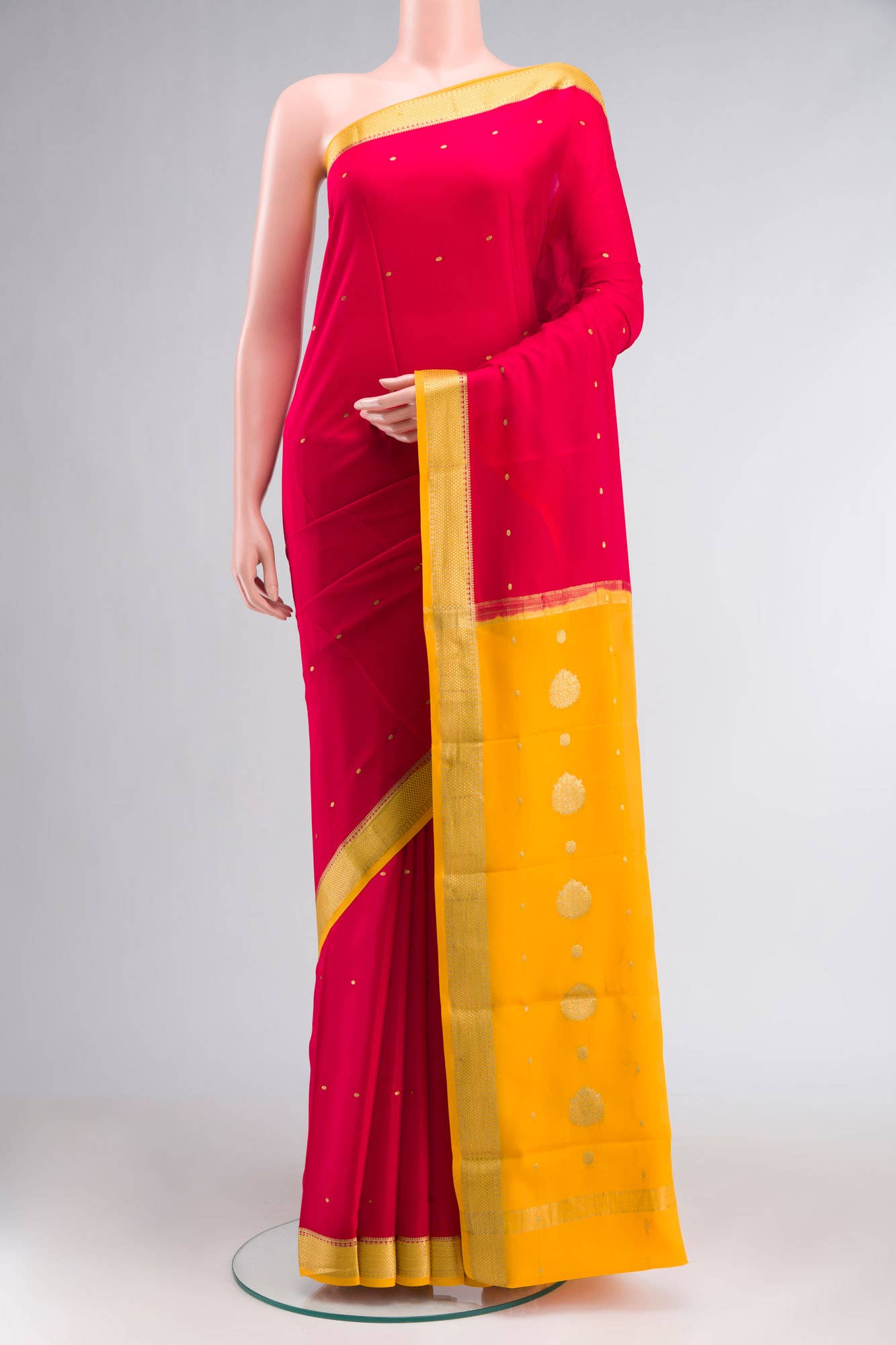 Red Mysore Crepe Saree