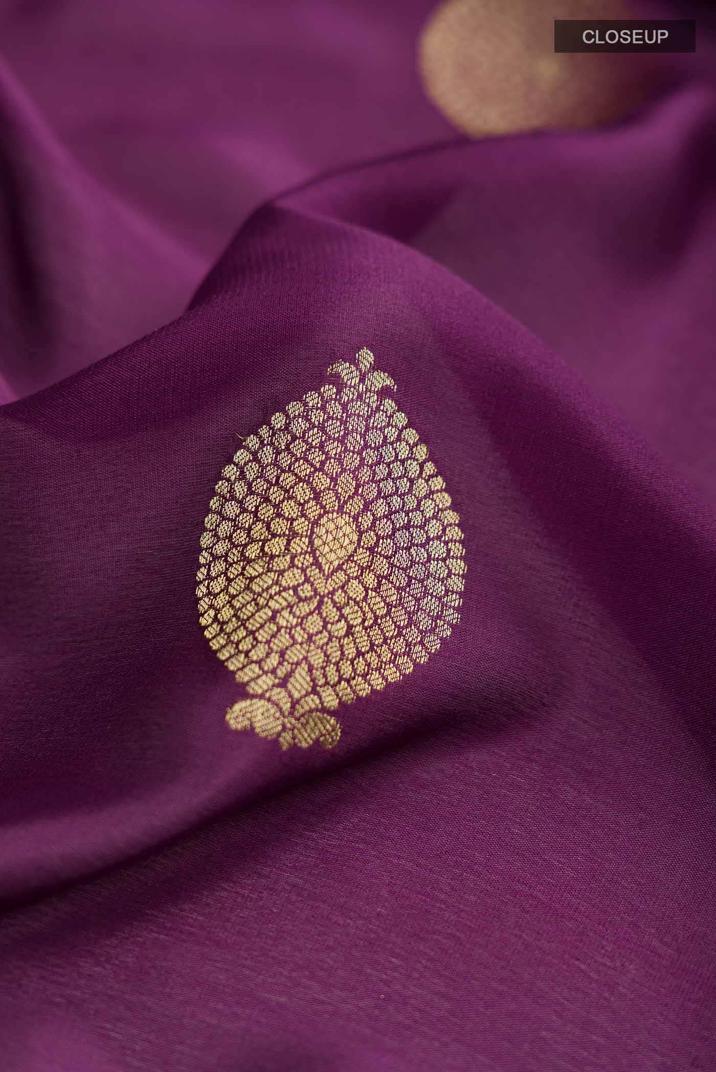 Purple Mysore Crepe Saree