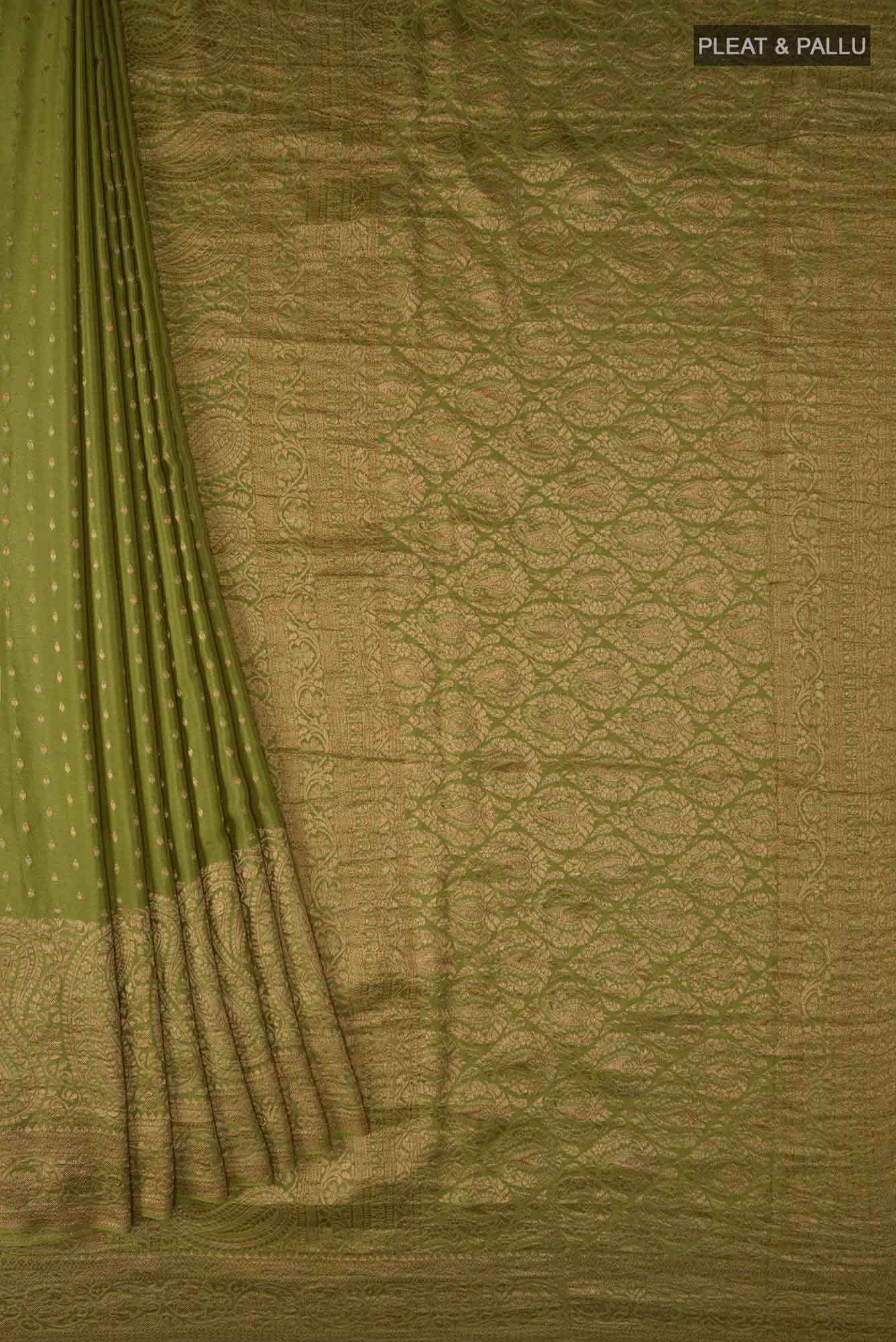 Mehandi Green Mysore Crepe Saree