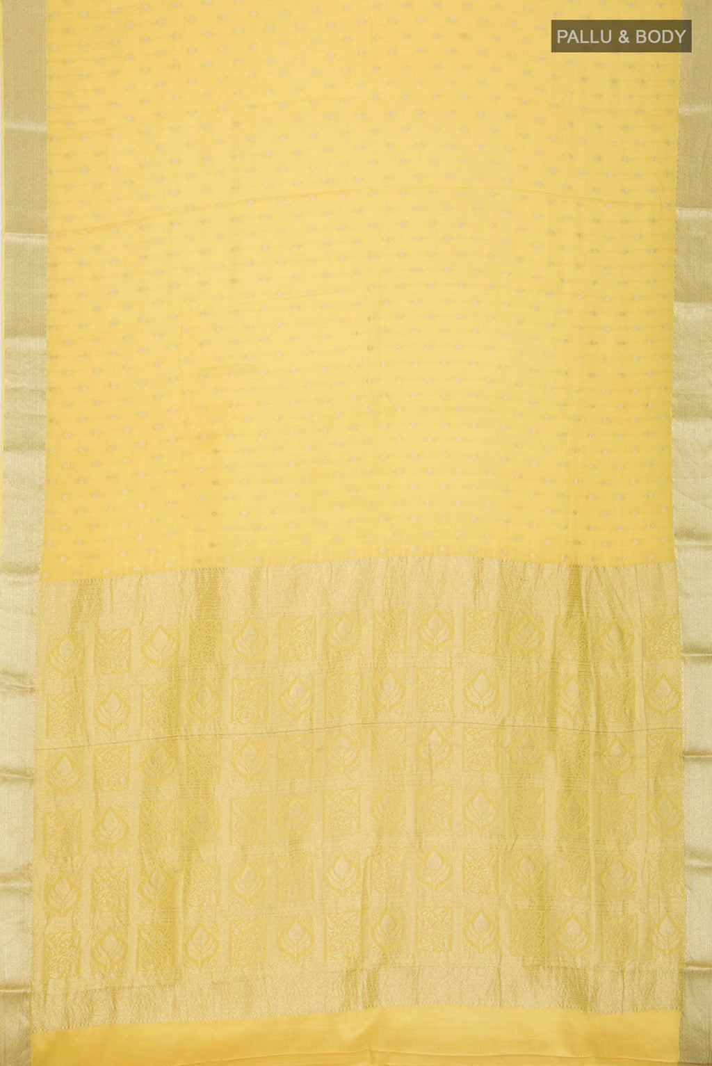 Yellow Mysore Crepe Saree
