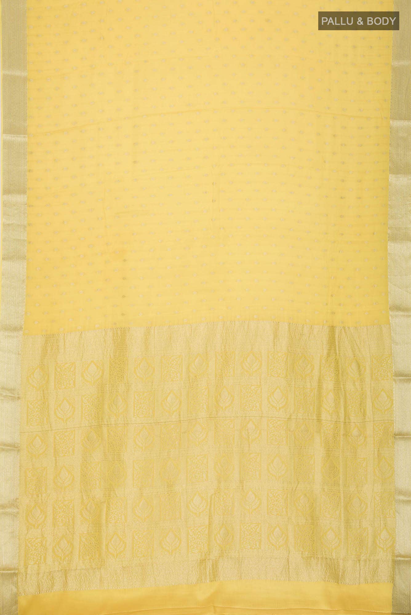 Yellow Mysore Crepe Saree