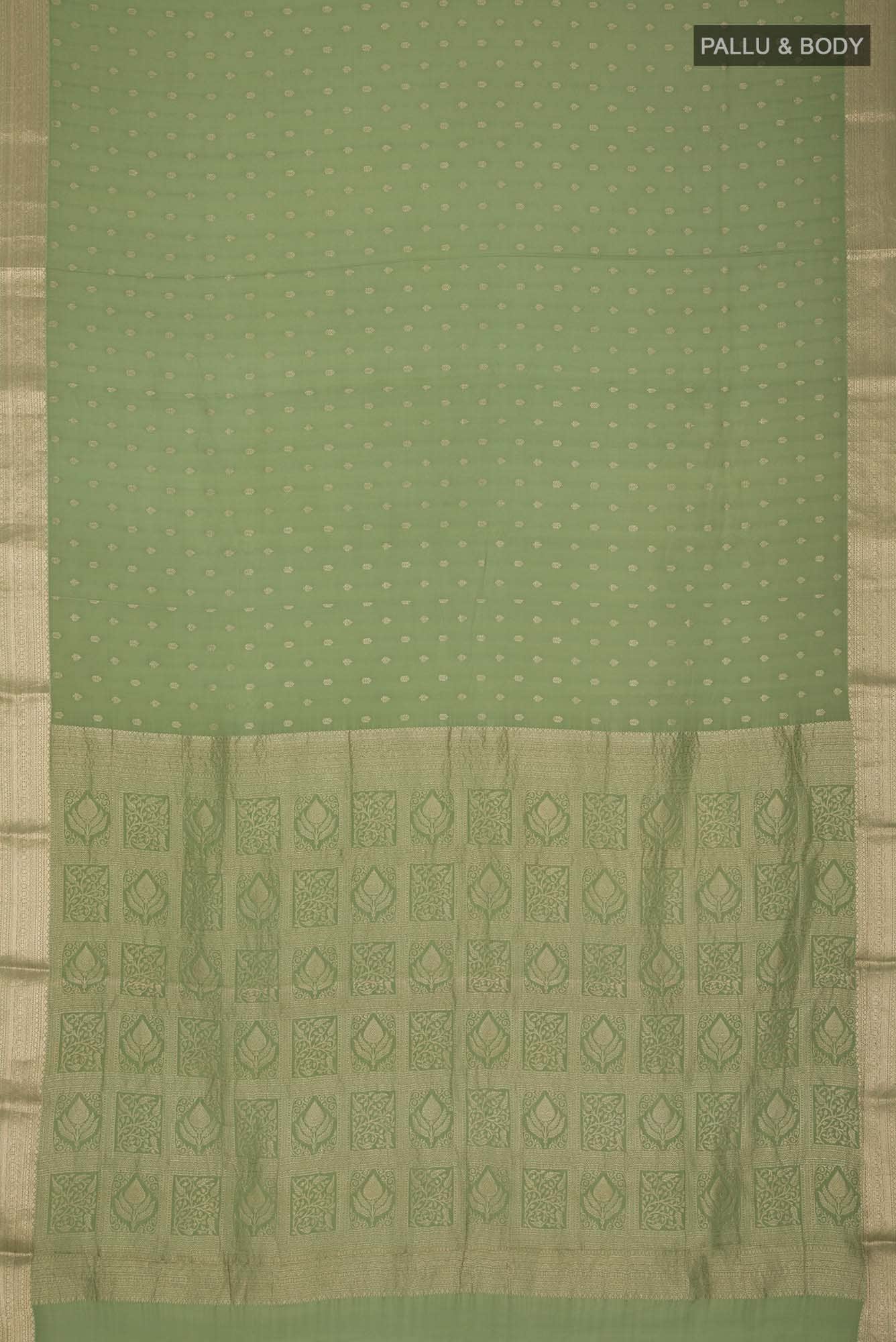 Green Mysore Crepe Saree