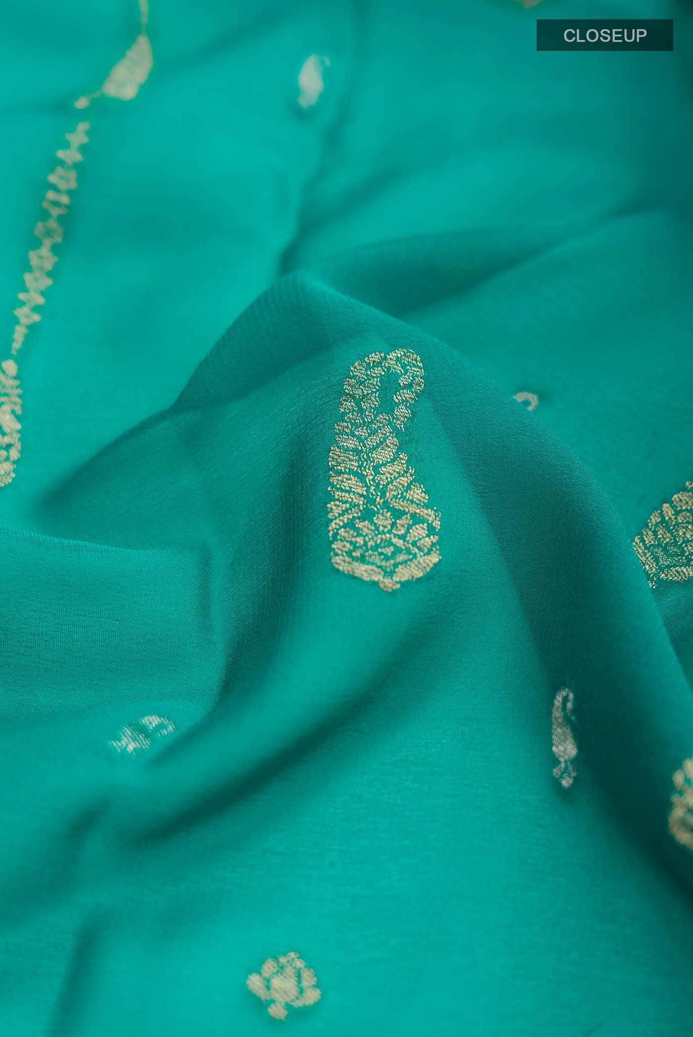 Teal Mysore Chiffon Saree