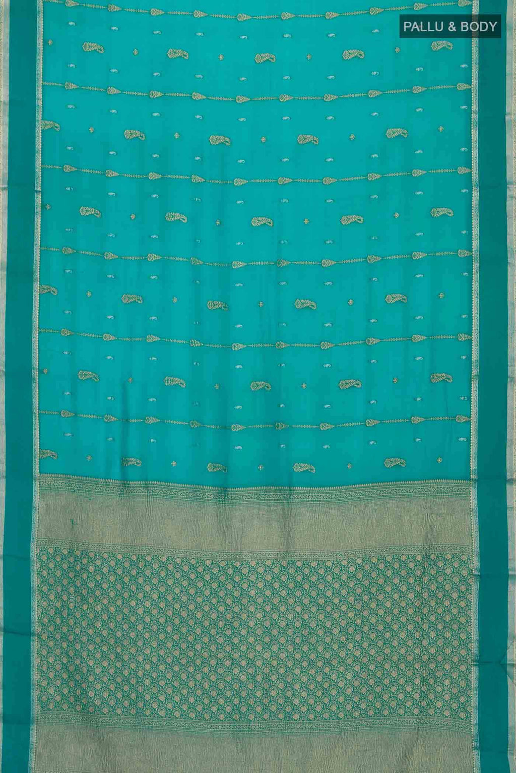 Teal Mysore Chiffon Saree