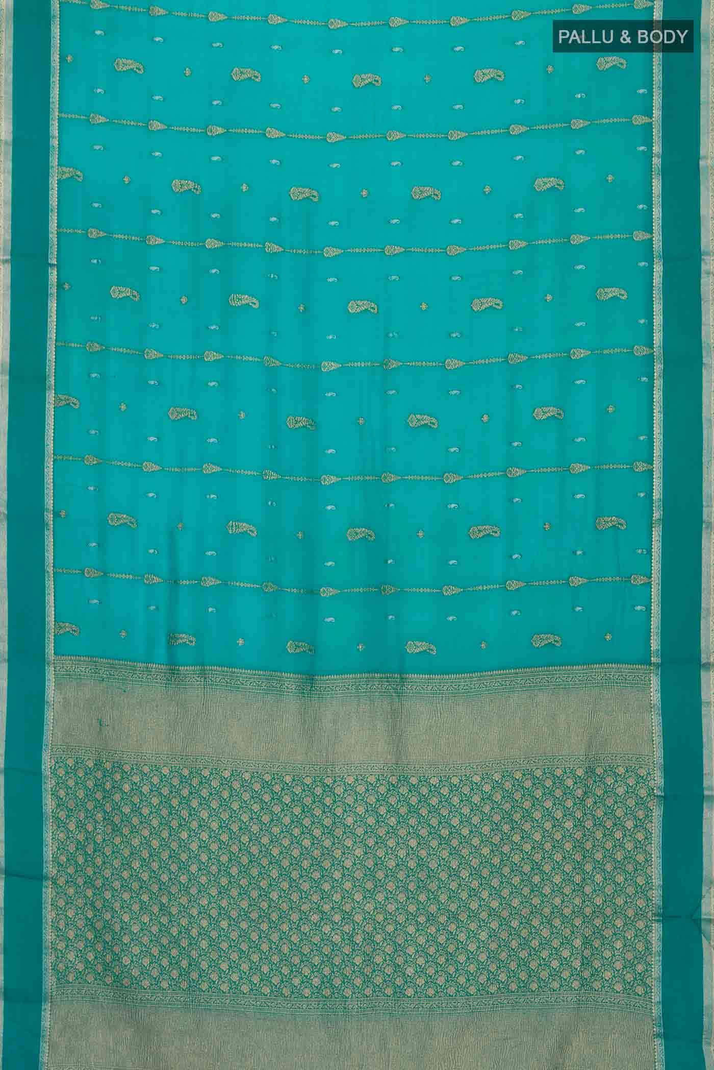 Teal Mysore Chiffon Saree