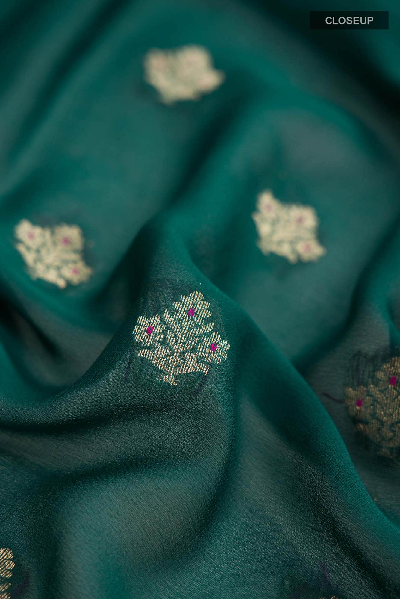 Green Crepe Saree