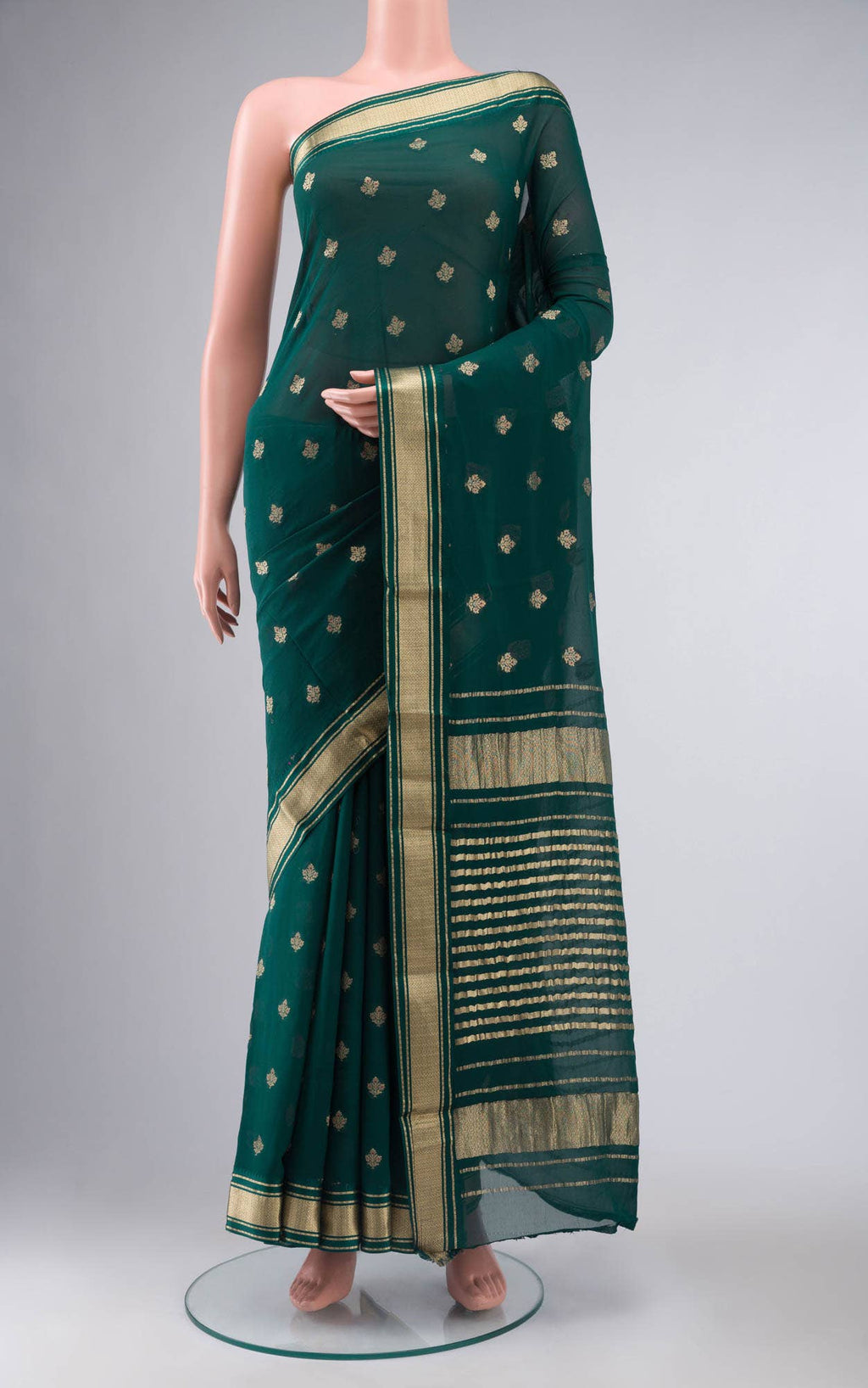 Green Crepe Saree