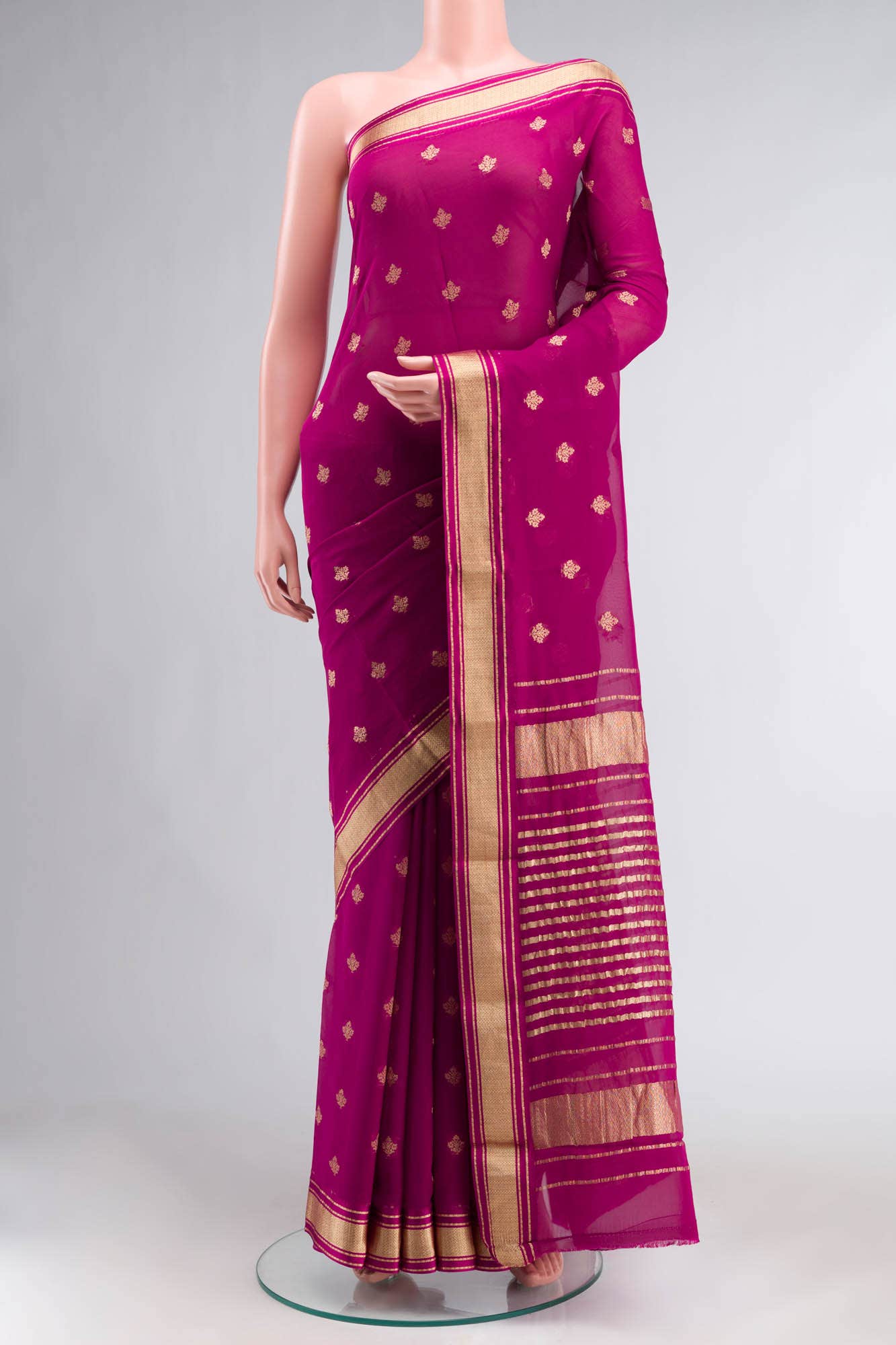 Dark Pink Mysore Georgette Saree