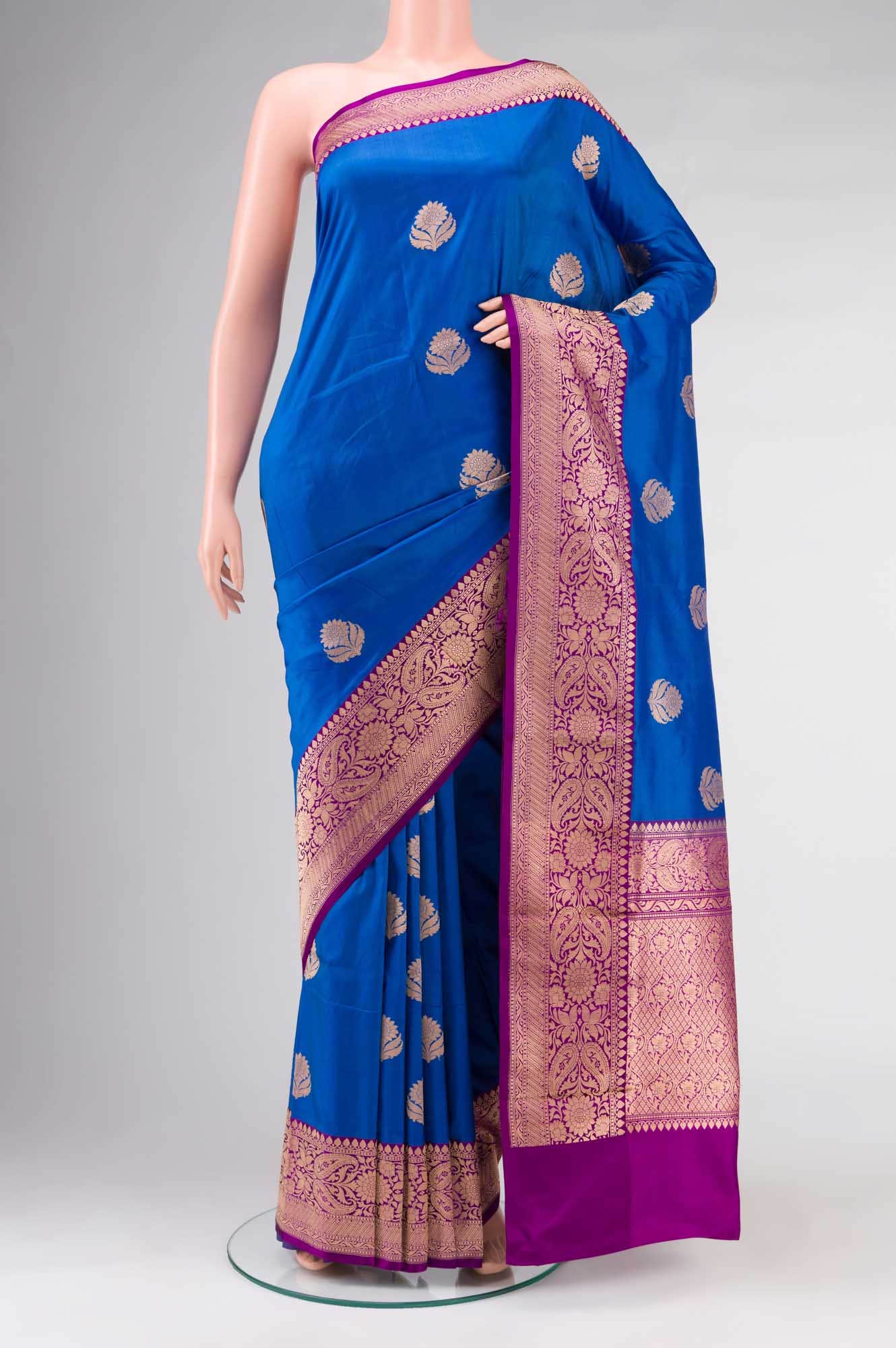Blue Banarasi Katan Silk Saree