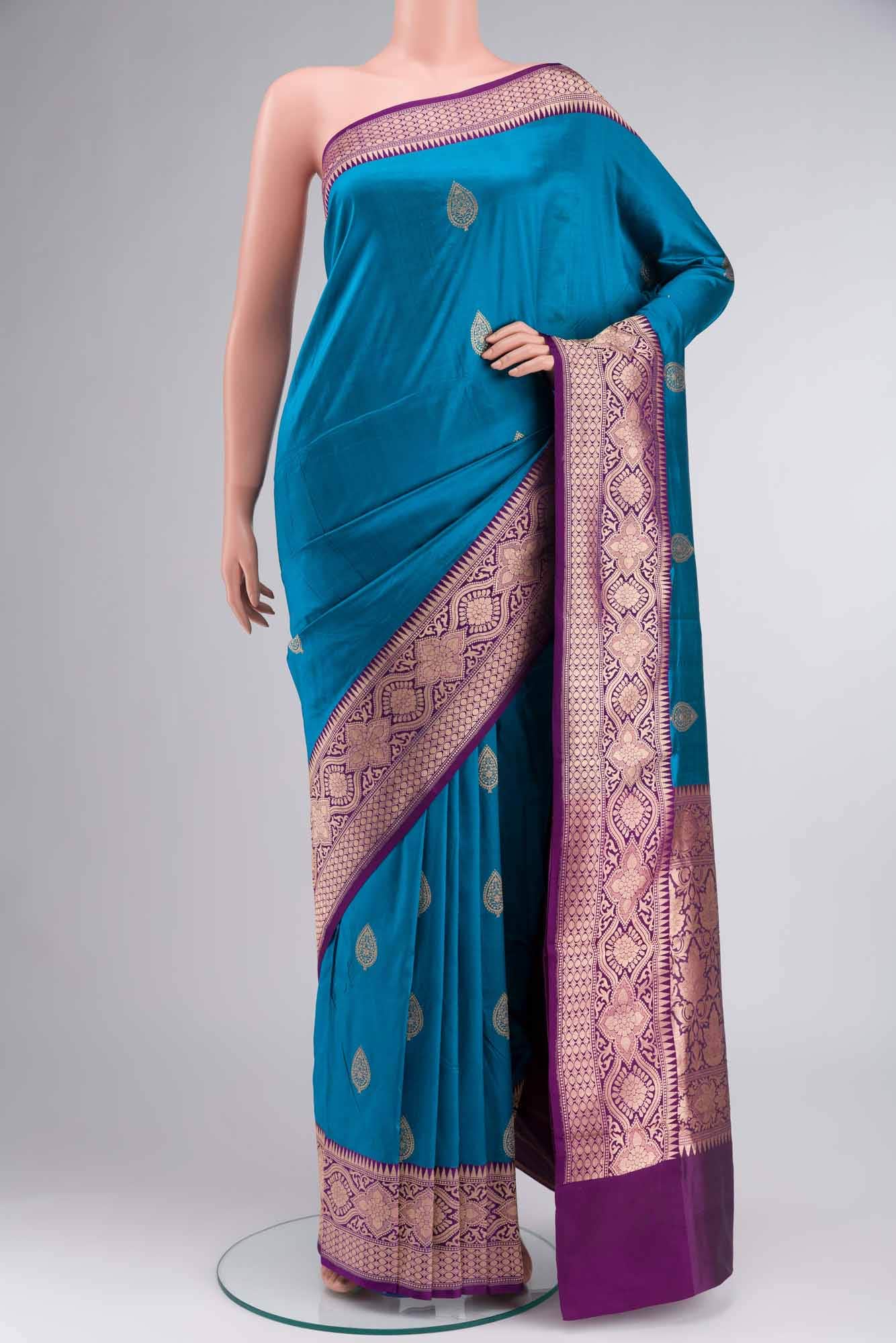 Blue Banarasi Katan Silk Saree
