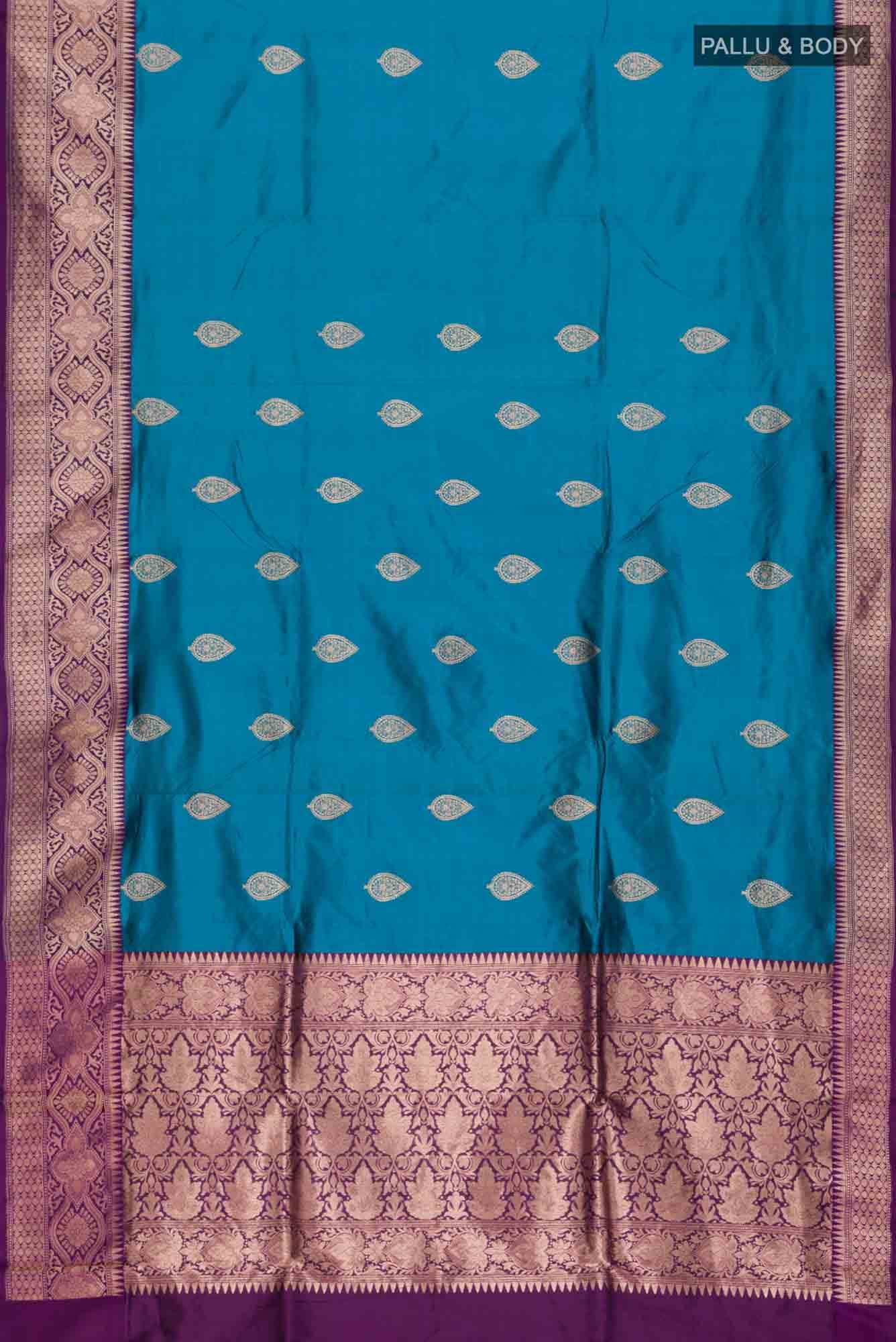 Blue Banarasi Katan Silk Saree