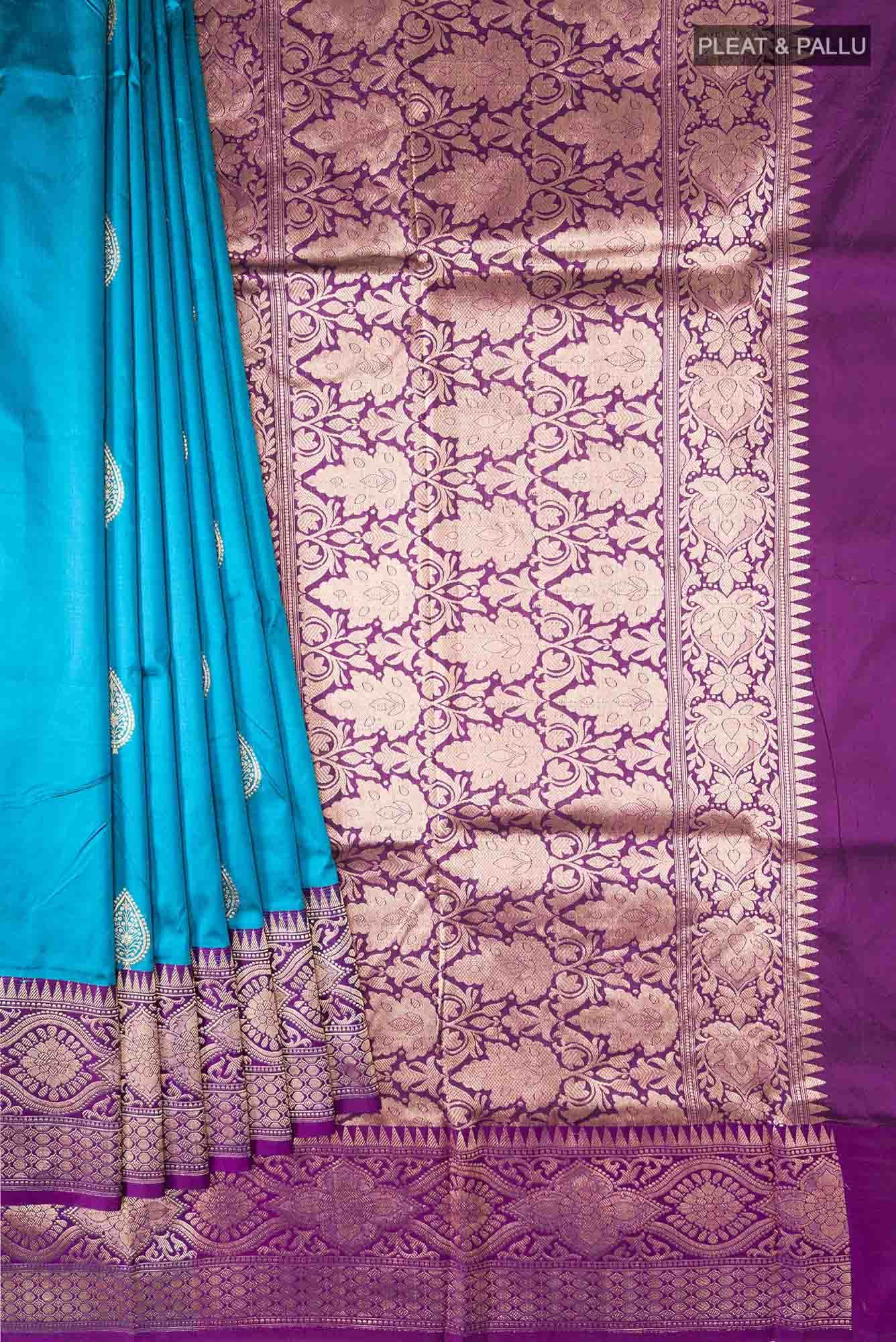 Blue Banarasi Katan Silk Saree
