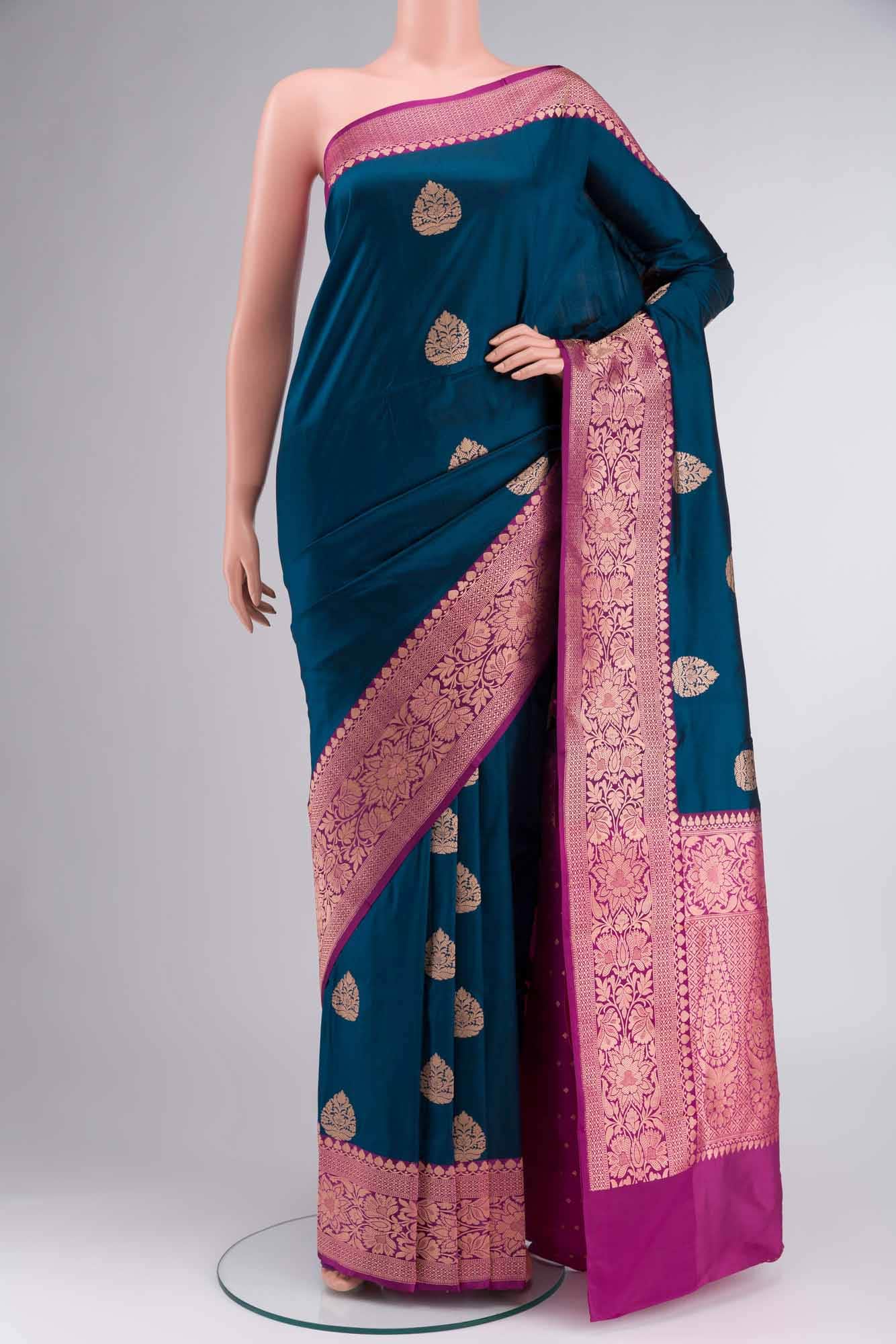 Blue Banarasi Katan Silk Saree