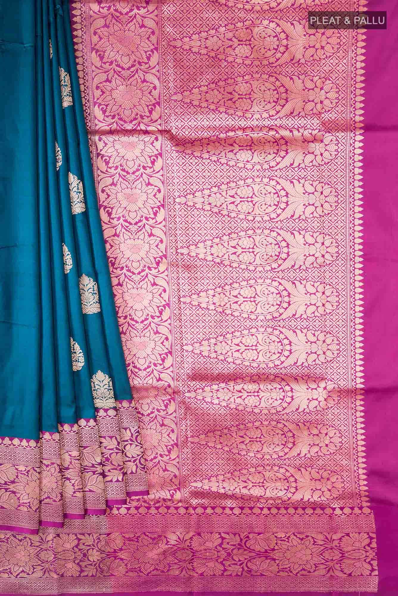 Blue Banarasi Katan Silk Saree