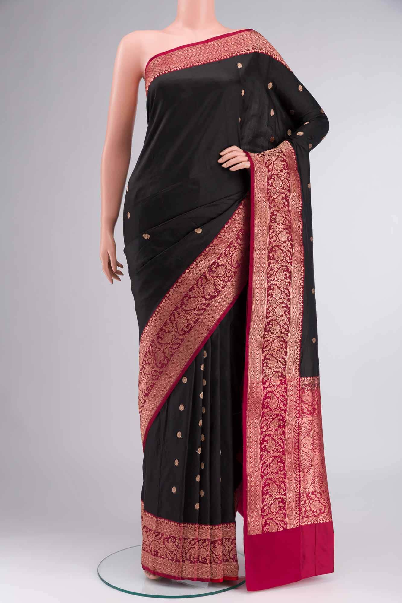 Black Banarasi Katan Silk Saree