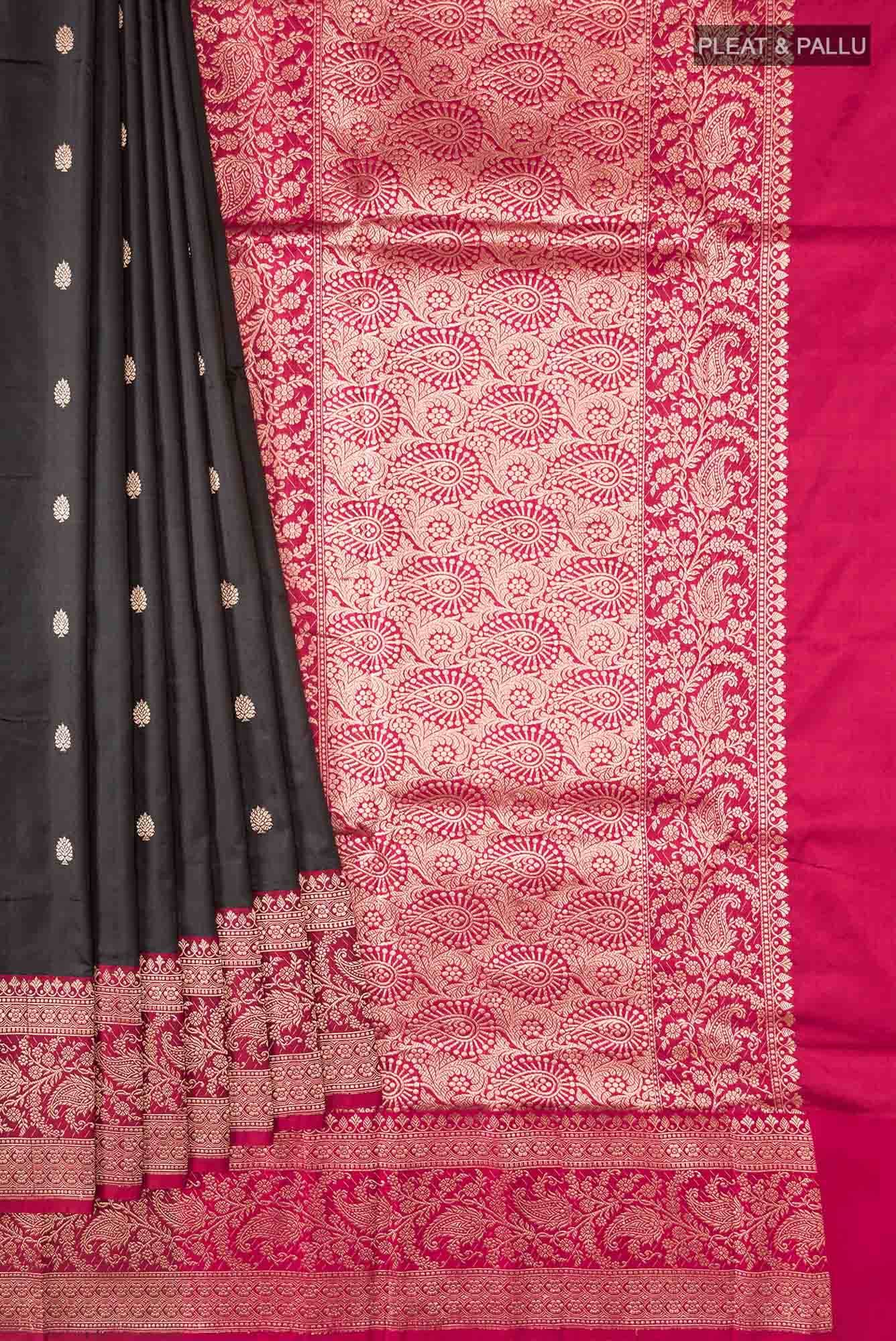 Black Banarasi Katan Silk Saree
