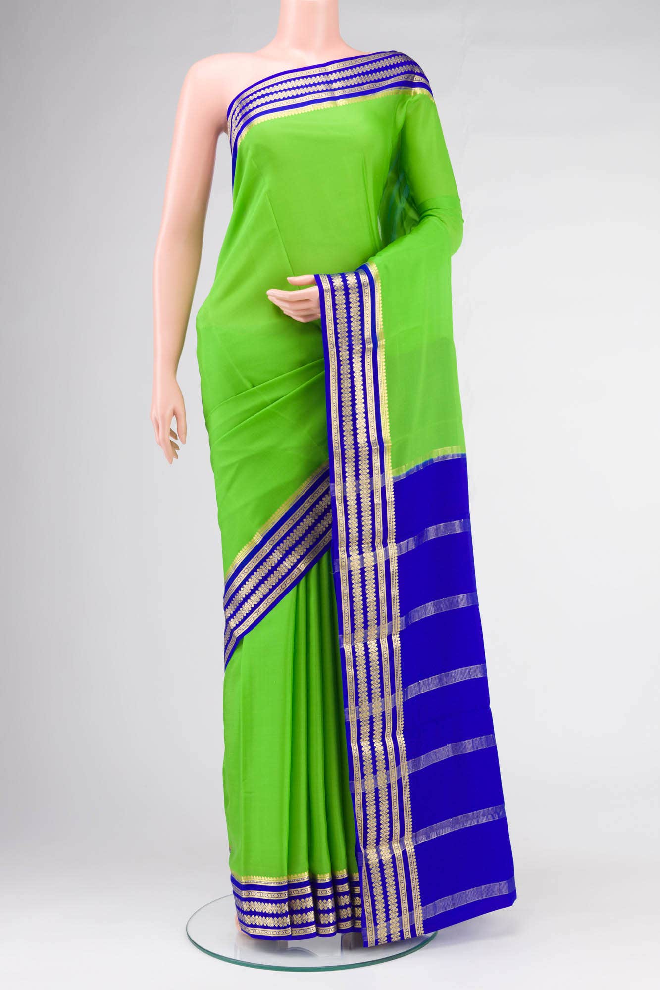 Green Mysore Crepe Saree