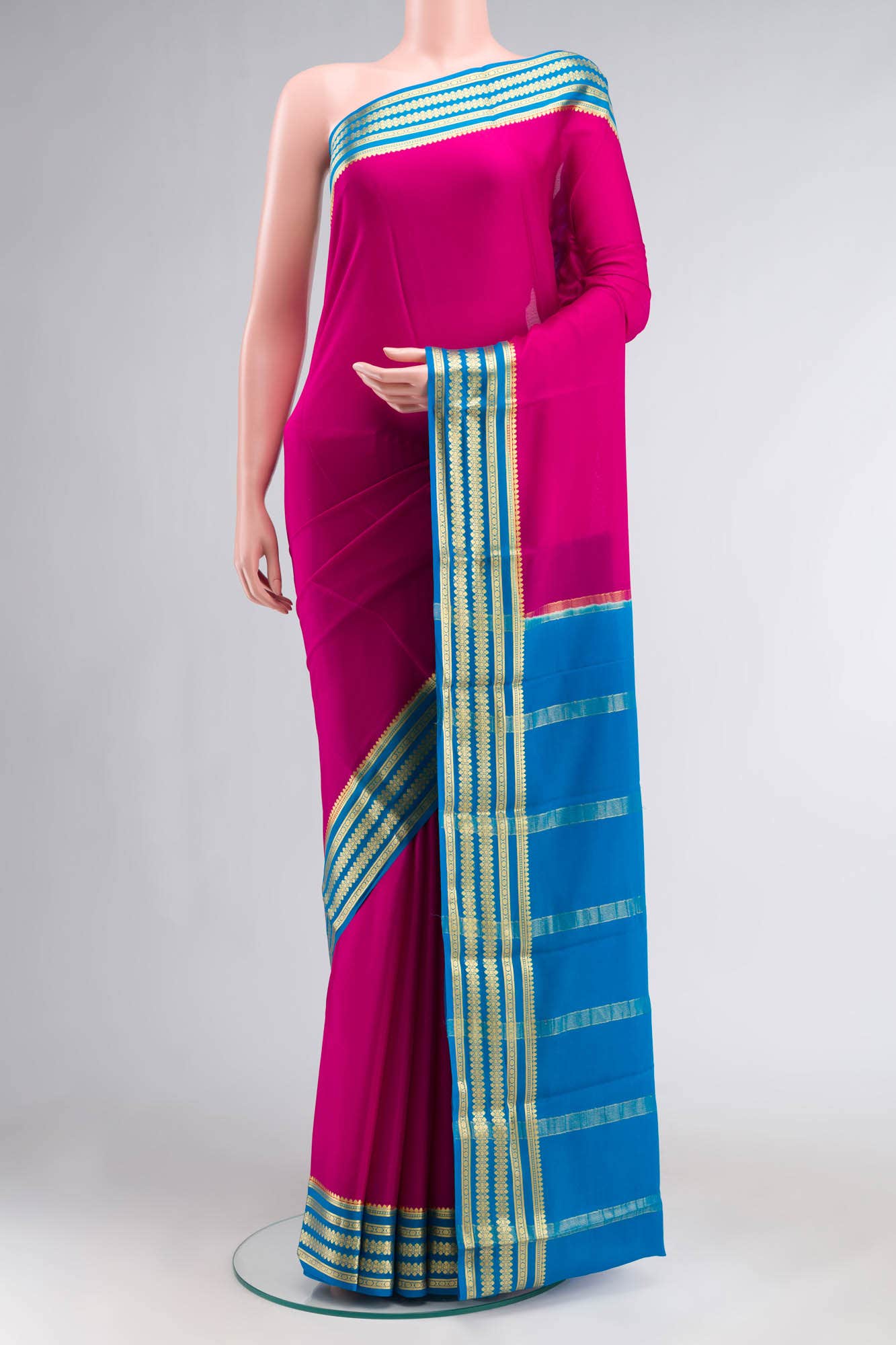 Pink Mysore Crepe Saree