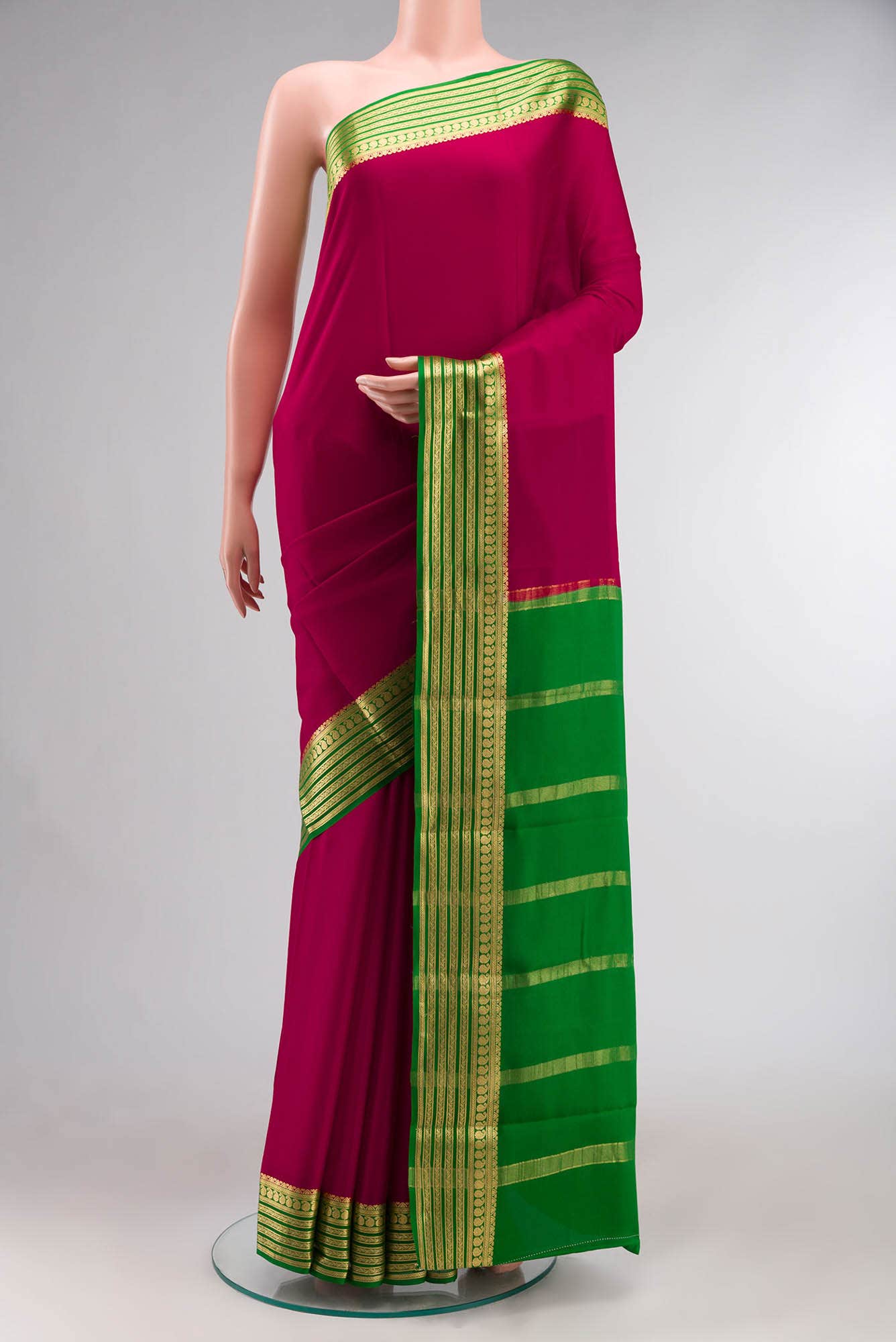 Pink Mysore Crepe Saree