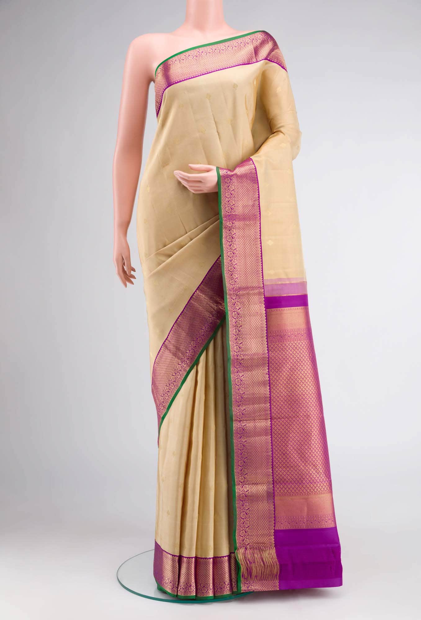 Beige Kanchipuram Silk Saree