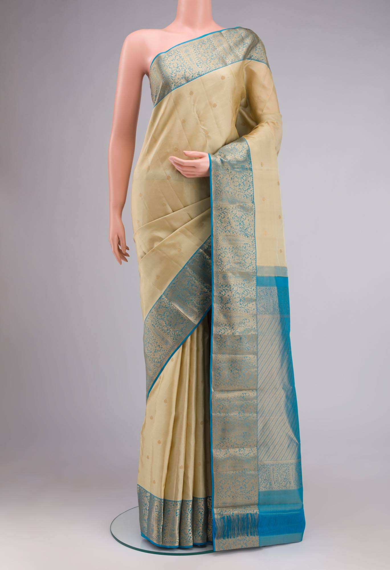 Beige Kanchipuram Silk Saree