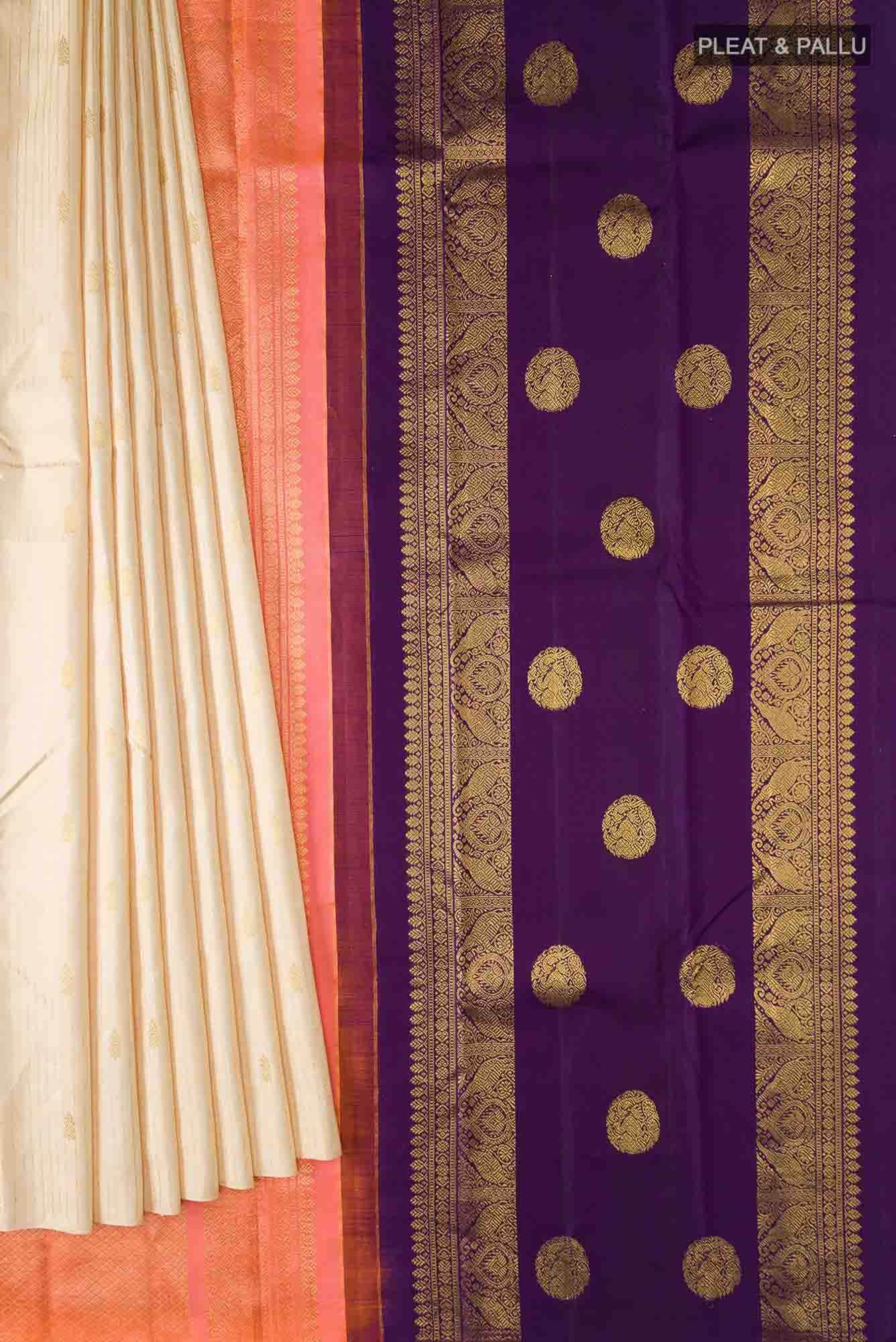 Cream Kanchipuram Silk Saree